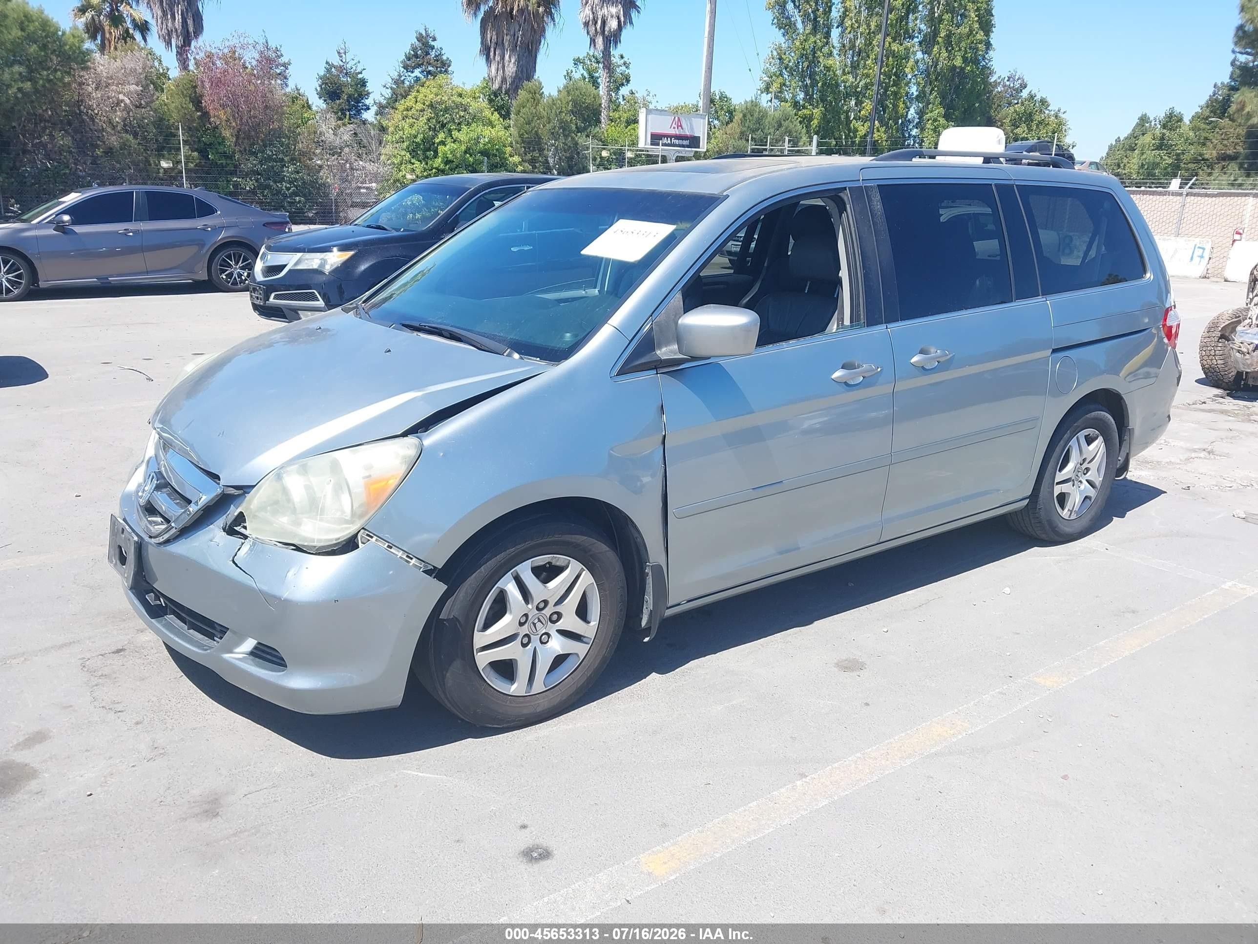 2007 Honda Odyssey Ex-l Blue vin: 5FNRL38607B134964