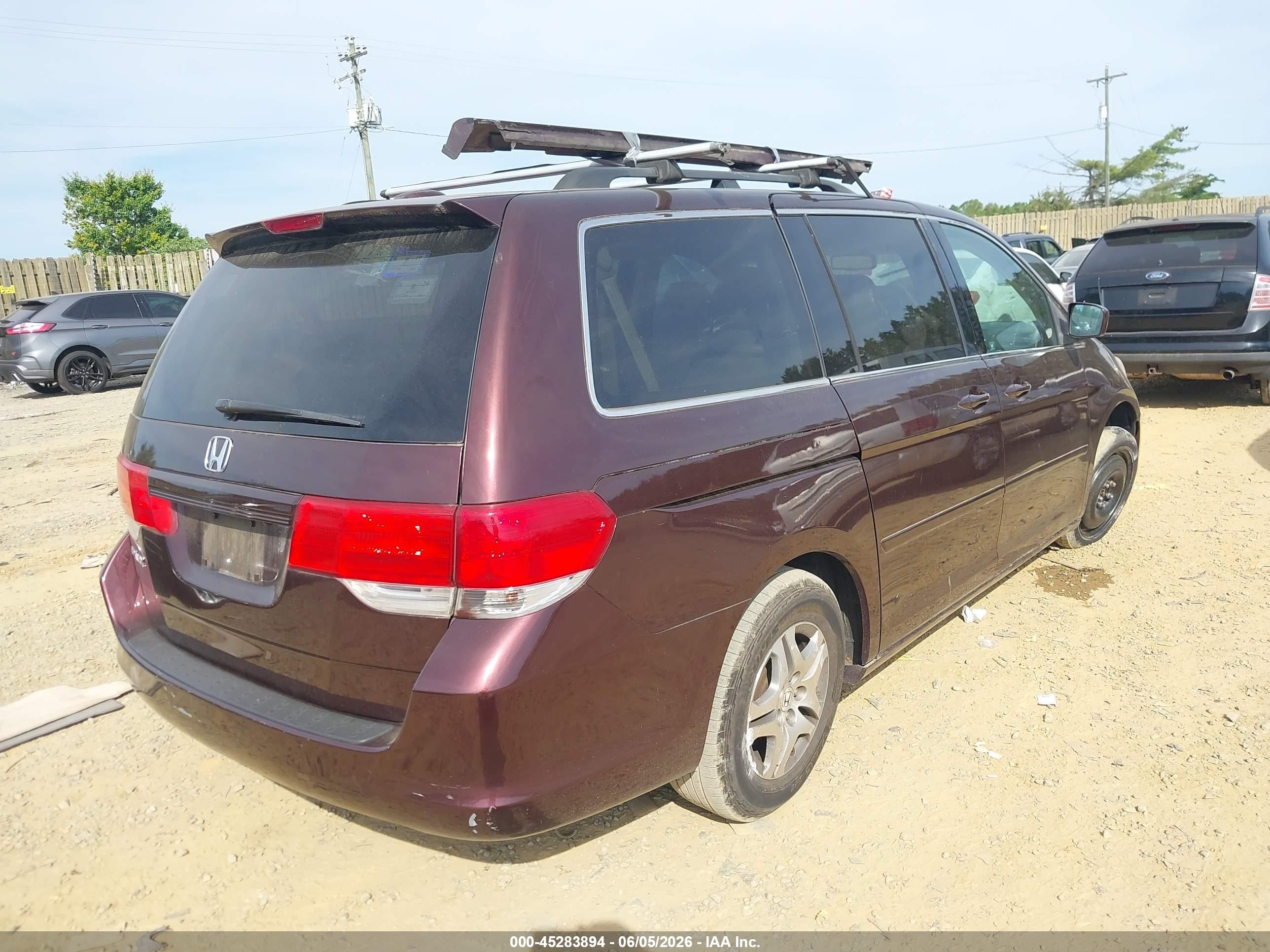 2009 Honda Odyssey Ex-l Burgundy vin: 5FNRL38609B009787