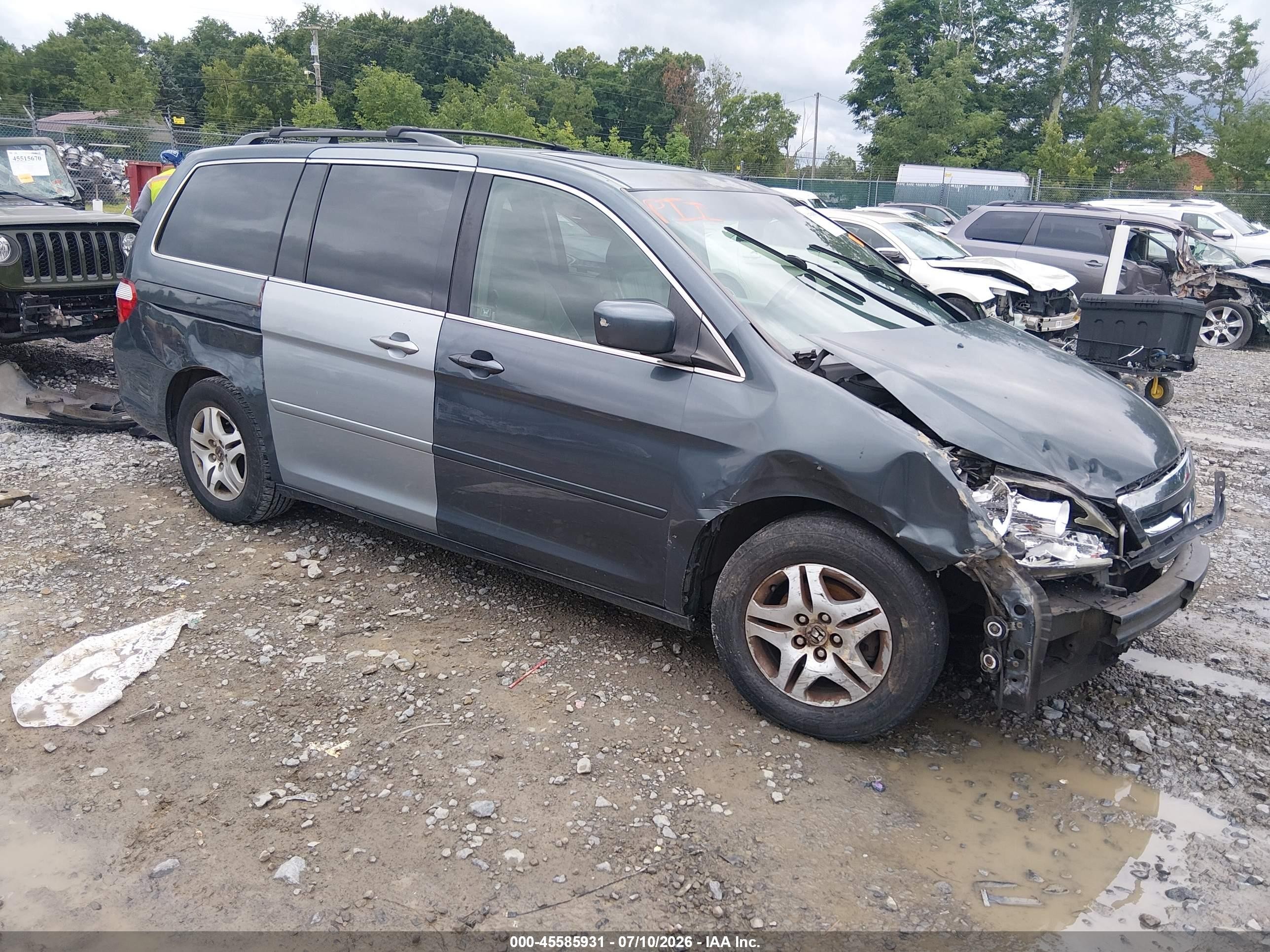 2005 Honda Odyssey Ex-l Gray vin: 5FNRL38625B407514