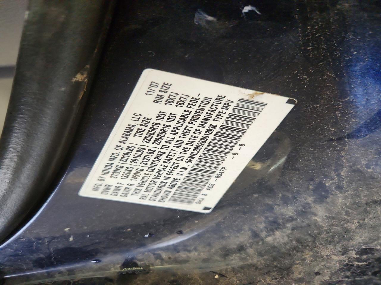 2008 Honda Odyssey Exl Blue vin: 5FNRL38628B013936