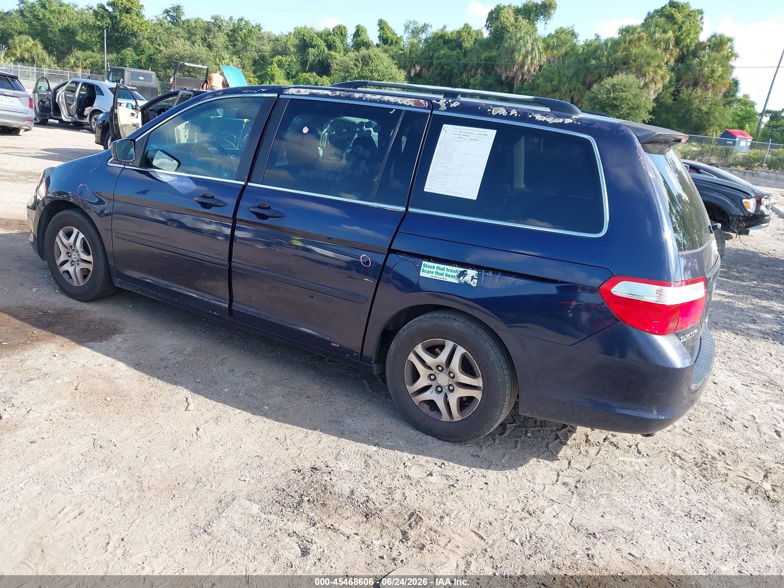 2007 Honda Odyssey Ex-l Dark Blue vin: 5FNRL38637B010932