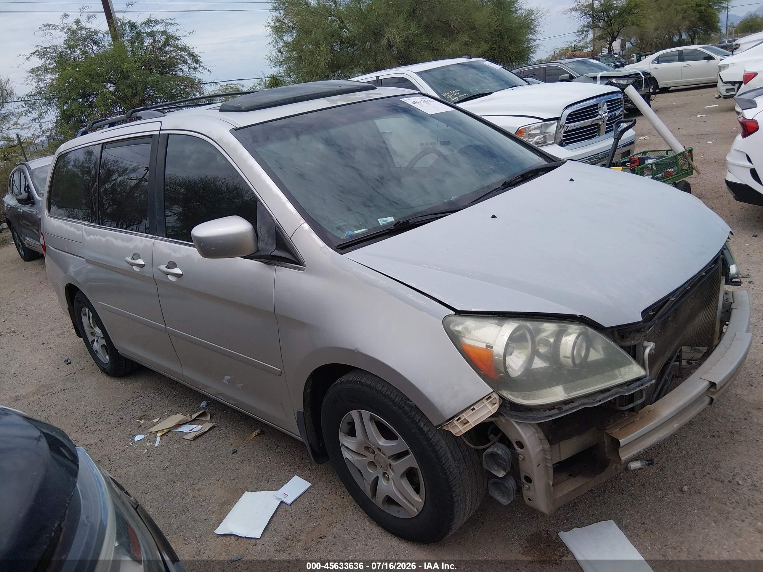 2007 Honda Odyssey Ex-l Серебряный vin: 5FNRL38637B458801