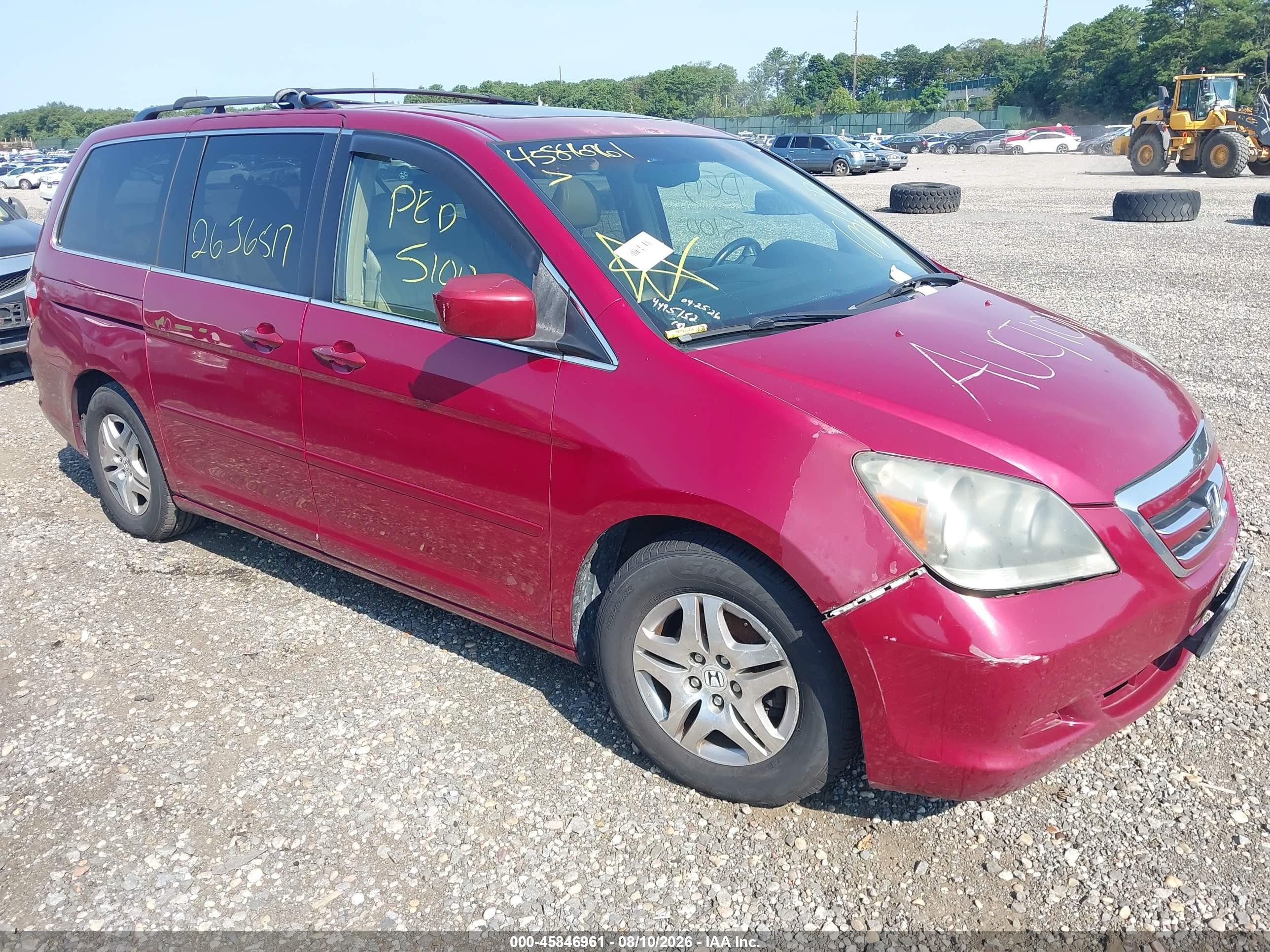 2006 Honda Odyssey Ex-l Red vin: 5FNRL38646B410092