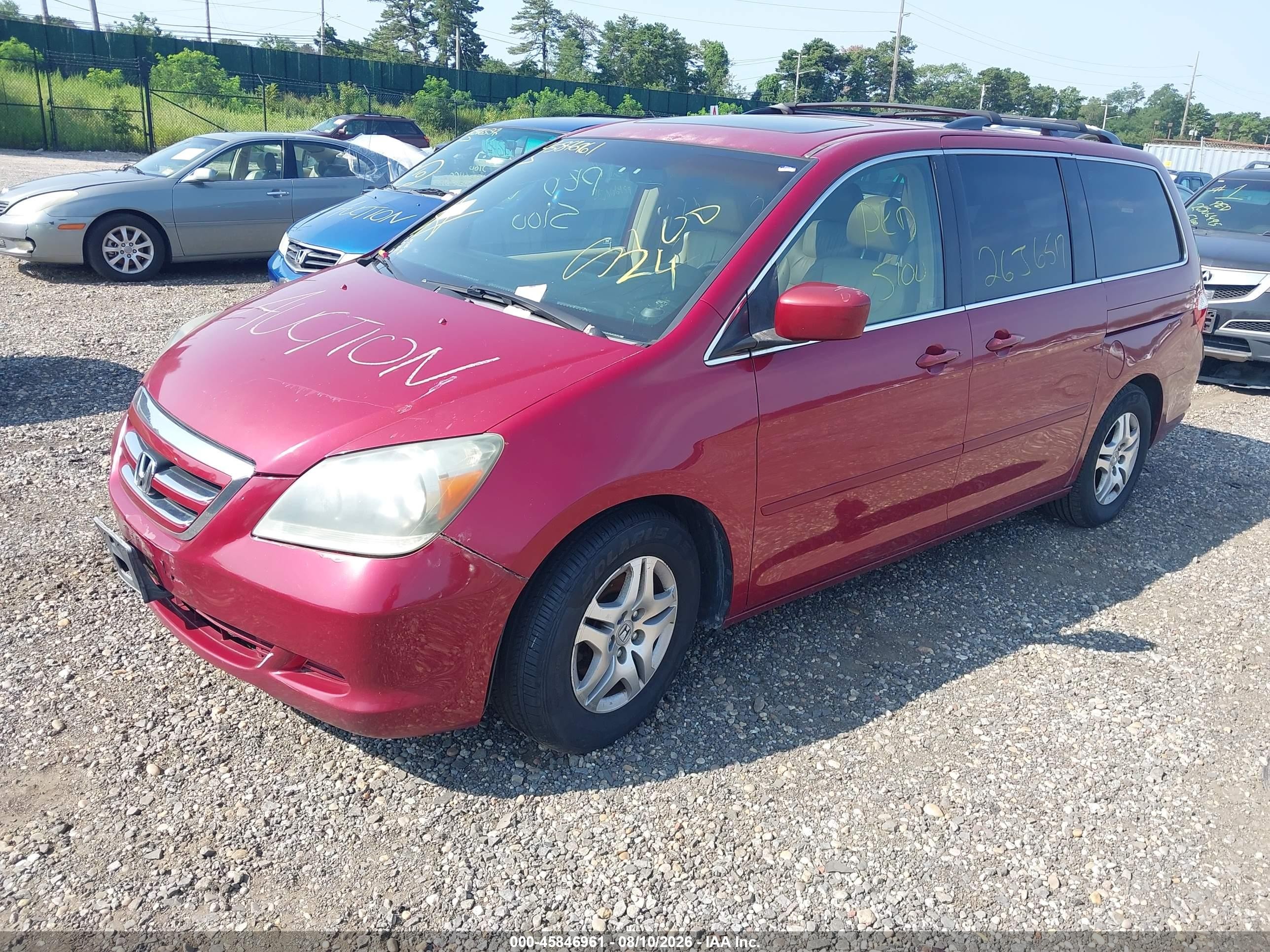 2006 Honda Odyssey Ex-l Red vin: 5FNRL38646B410092