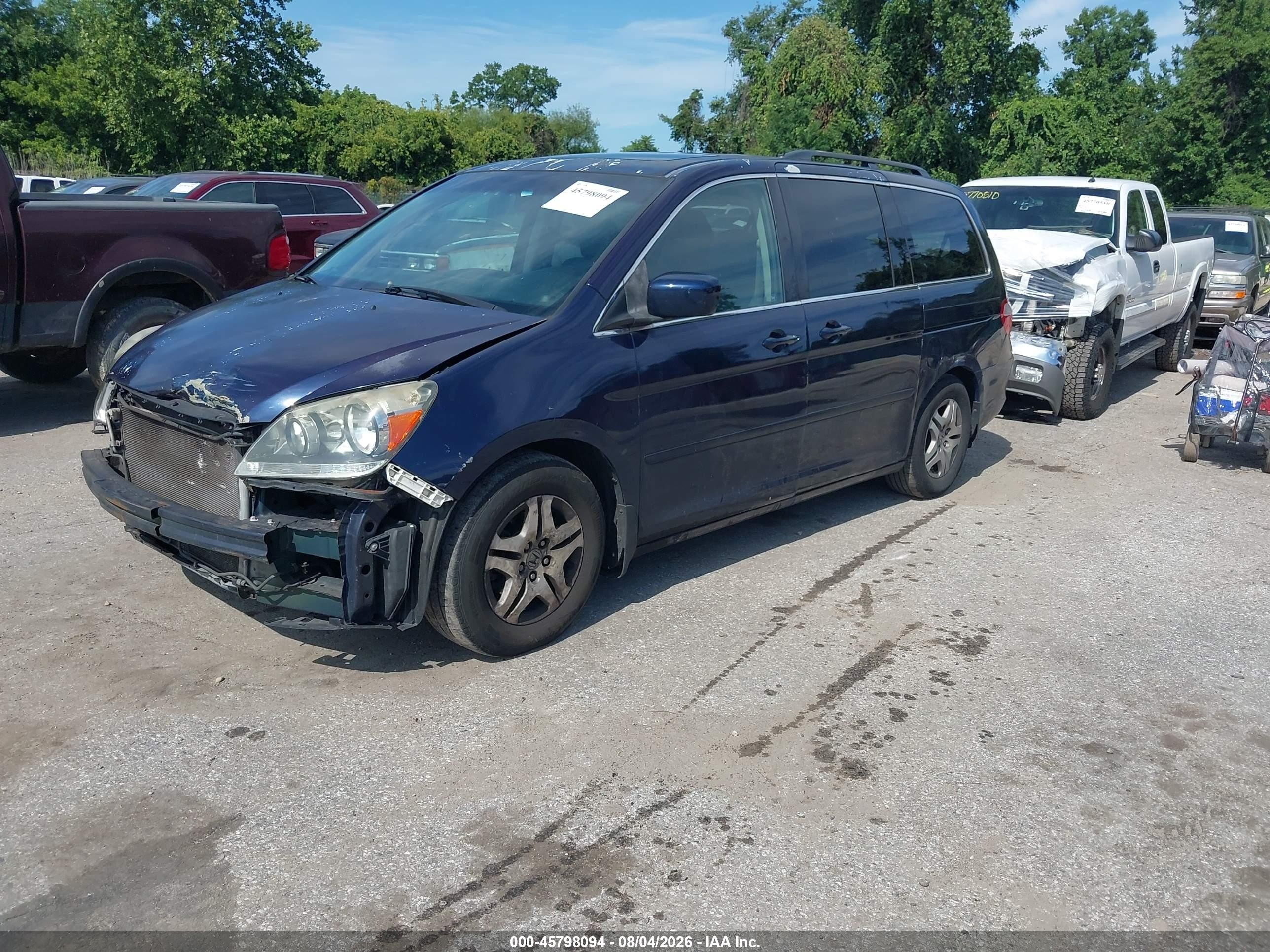 2007 Honda Odyssey Ex-l Dark Blue vin: 5FNRL38647B000958
