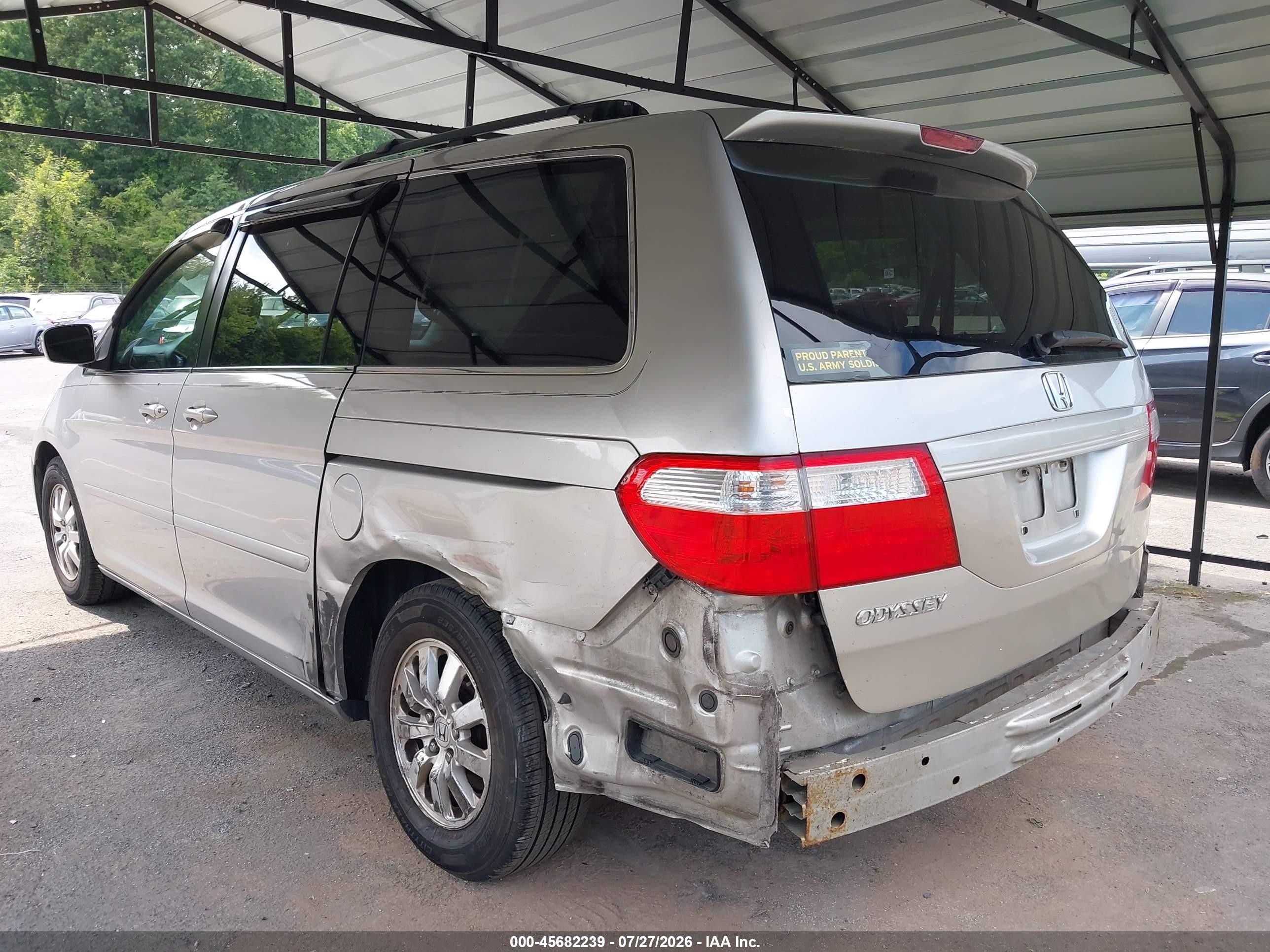 2007 Honda Odyssey Ex-l Silver vin: 5FNRL38647B456958
