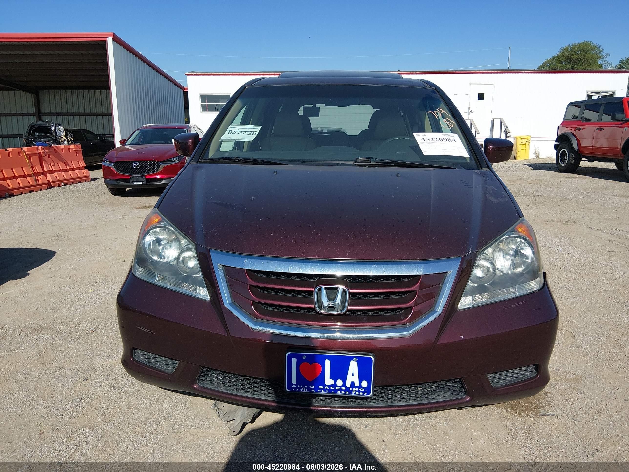 2009 Honda Odyssey Ex-l Maroon vin: 5FNRL38649B003541