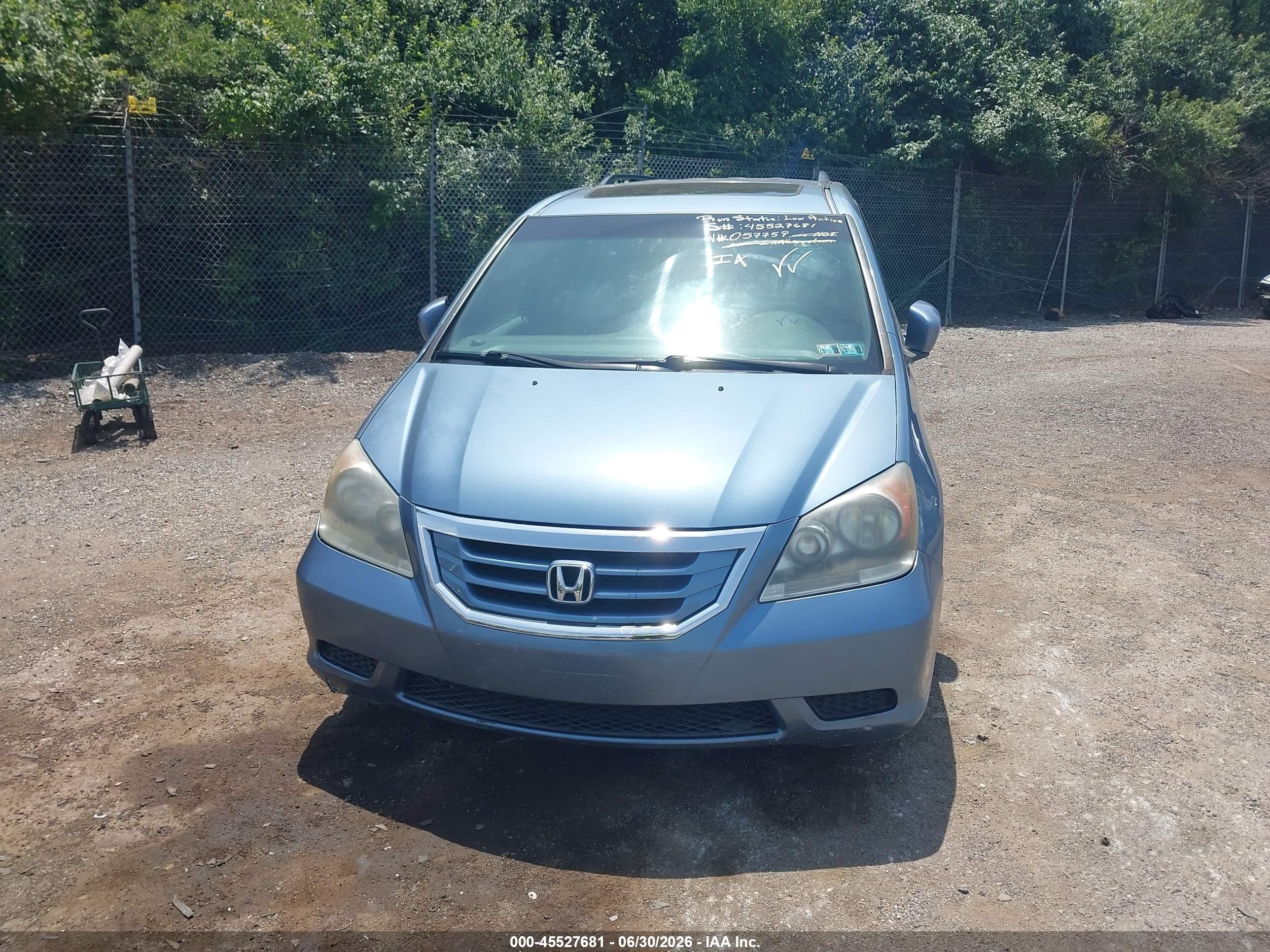 2009 Honda Odyssey Ex-l Light Blue vin: 5FNRL38649B057759