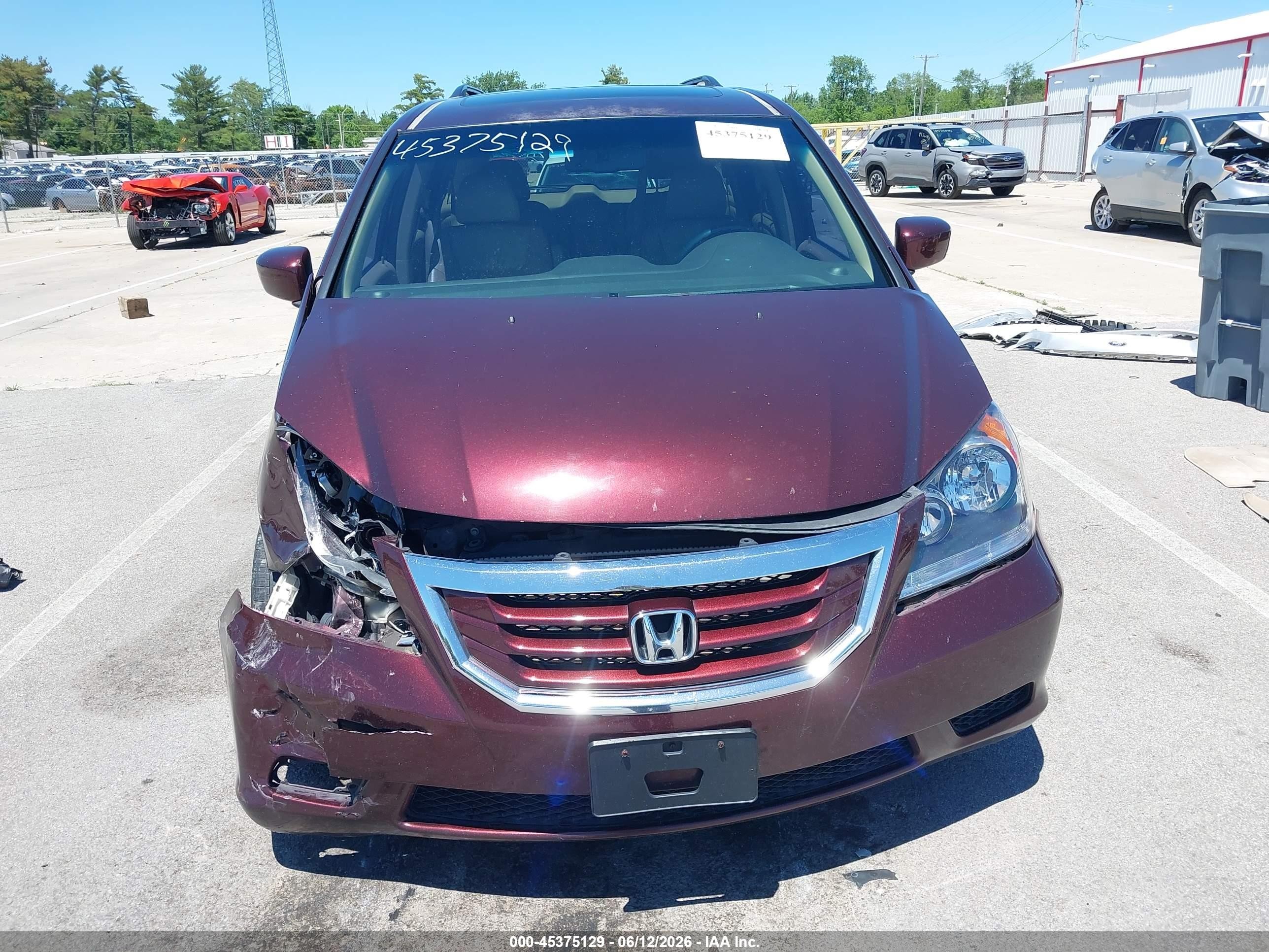 2009 Honda Odyssey Ex-l Burgundy vin: 5FNRL38649B402417