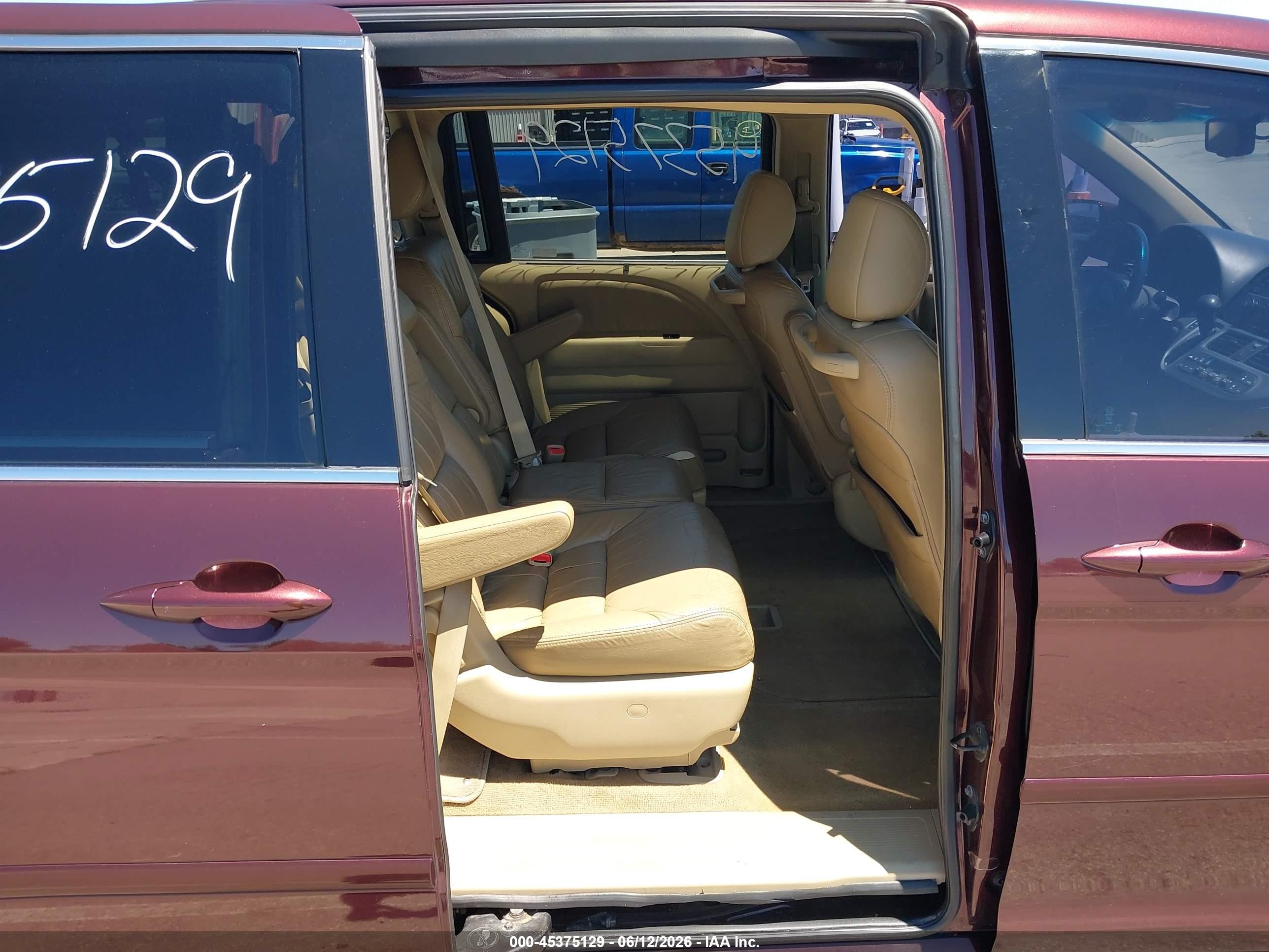 2009 Honda Odyssey Ex-l Burgundy vin: 5FNRL38649B402417