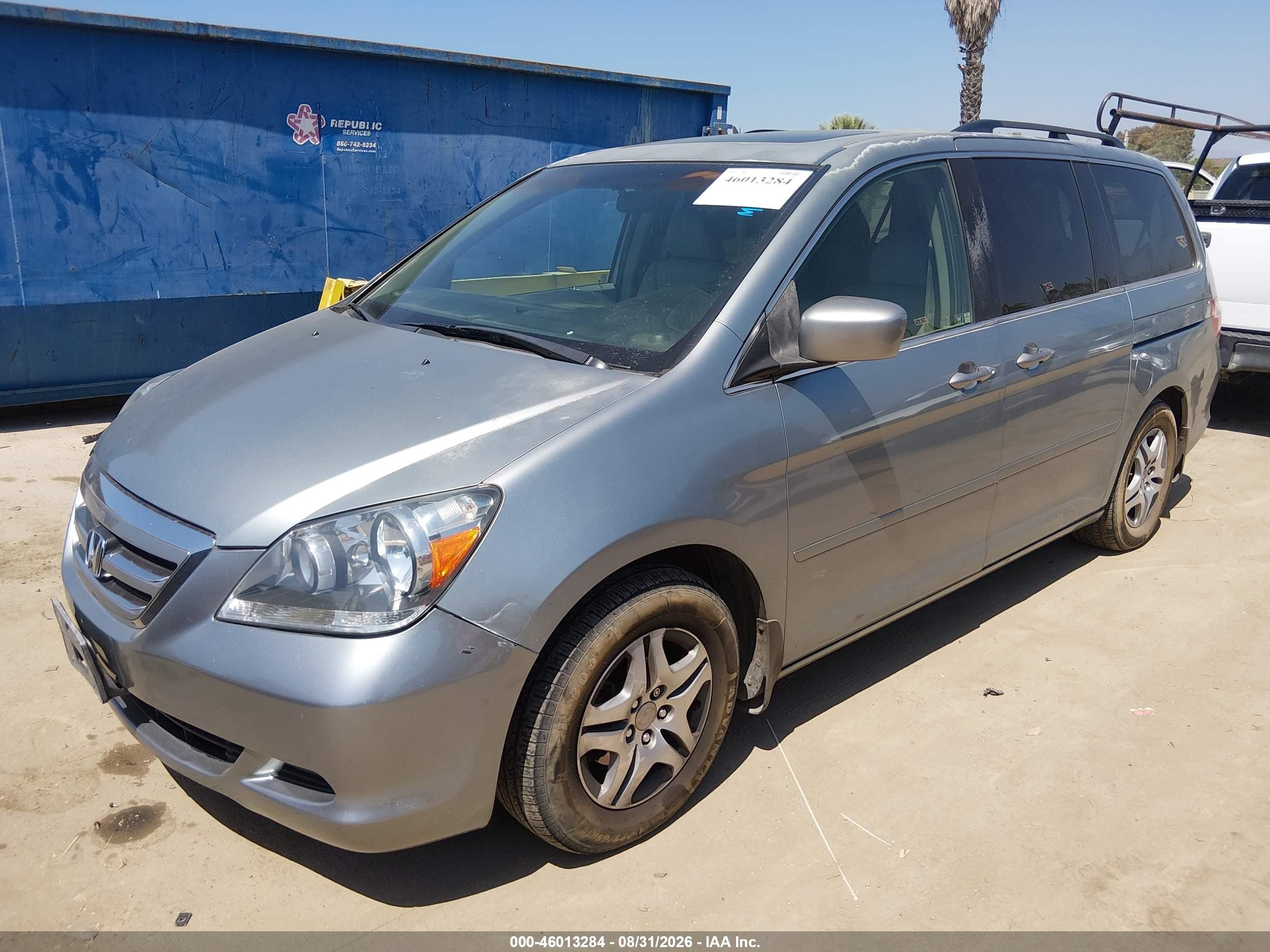 2007 Honda Odyssey Ex-l Light Blue vin: 5FNRL38657B018563