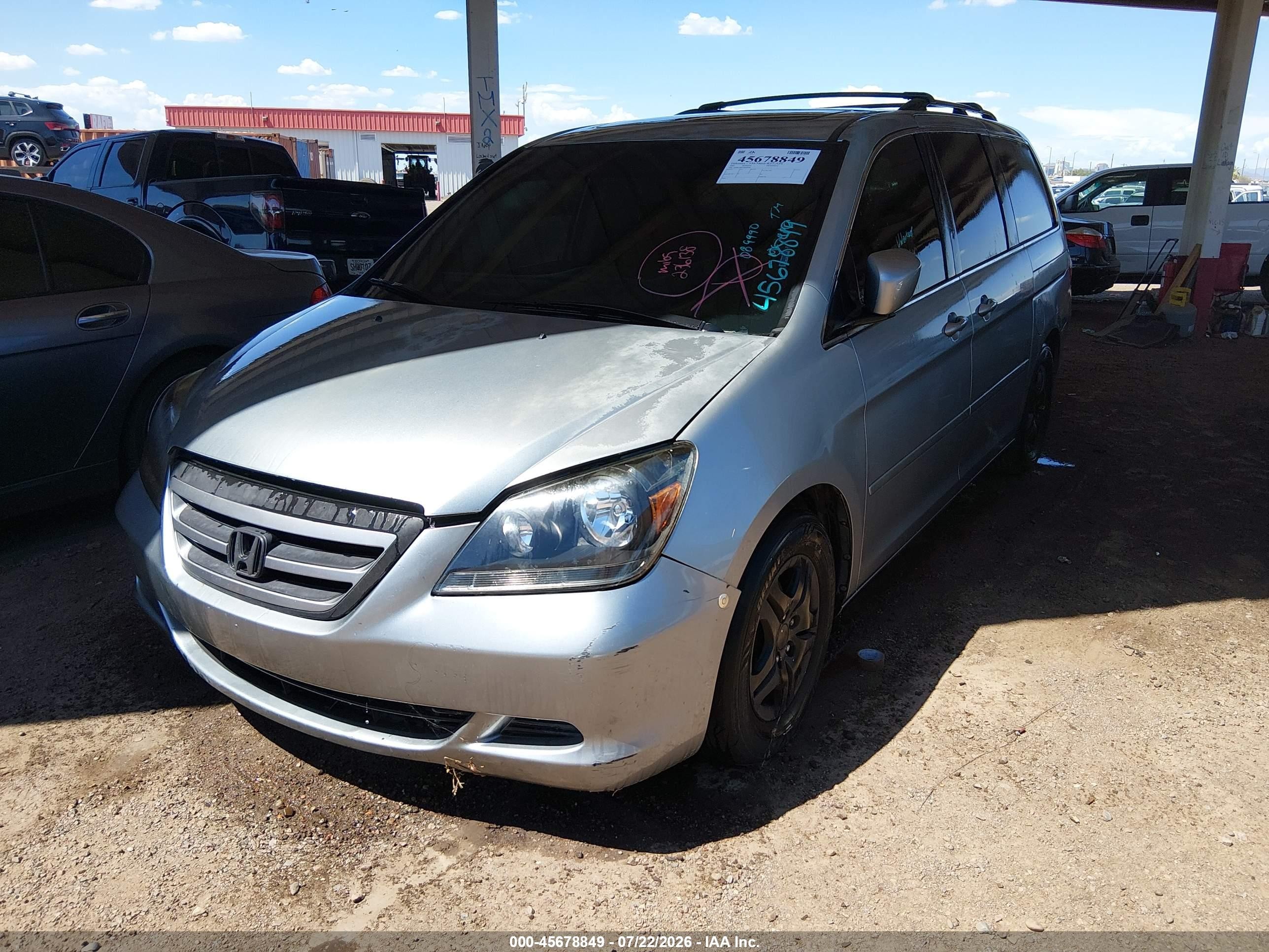 2007 Honda Odyssey Ex-l Gray vin: 5FNRL38657B089990