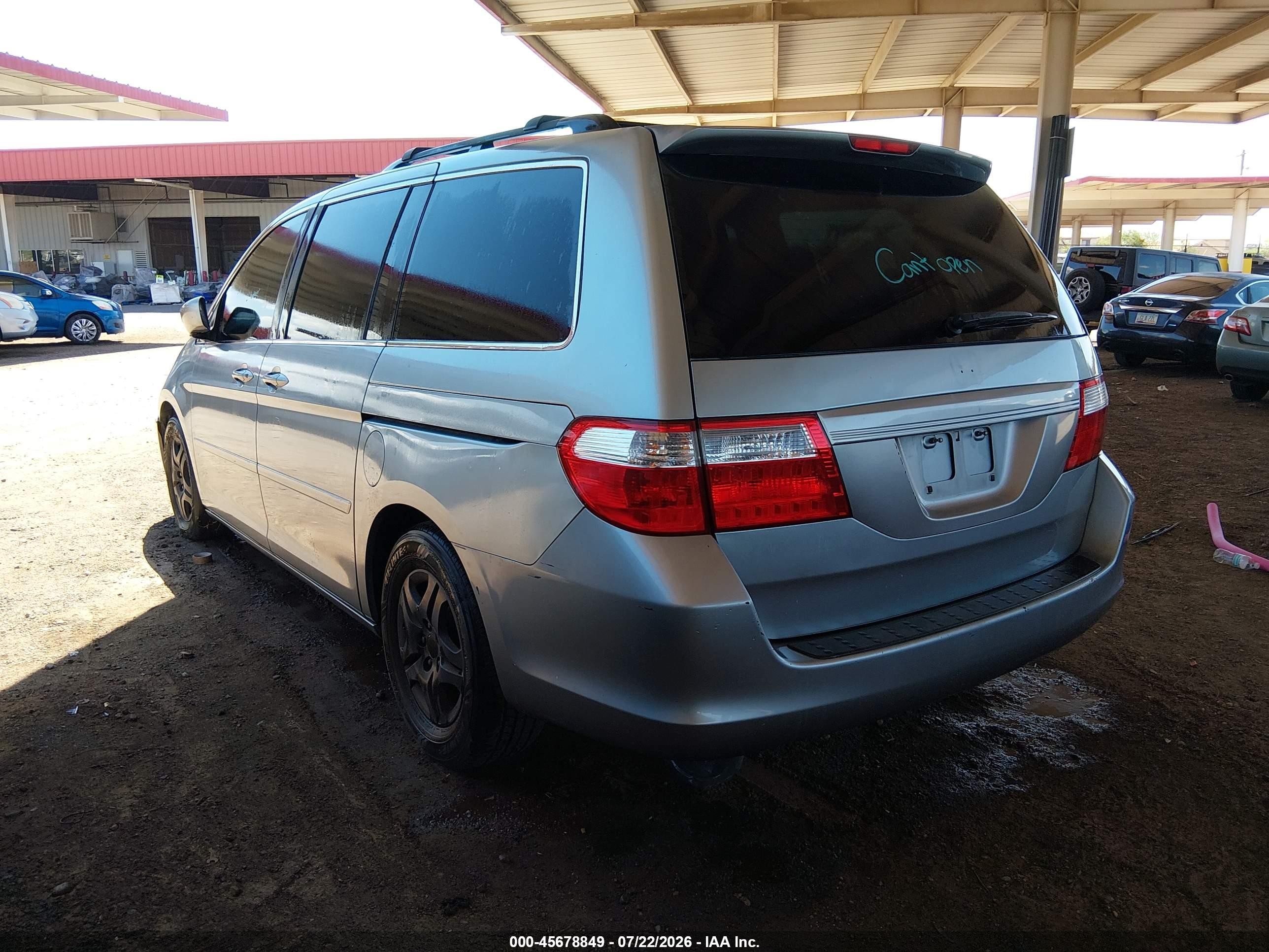 2007 Honda Odyssey Ex-l Gray vin: 5FNRL38657B089990