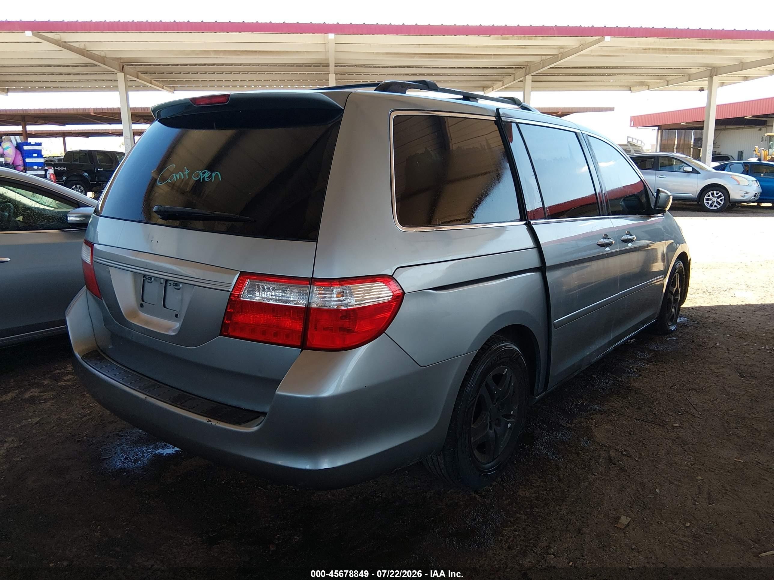 2007 Honda Odyssey Ex-l Gray vin: 5FNRL38657B089990