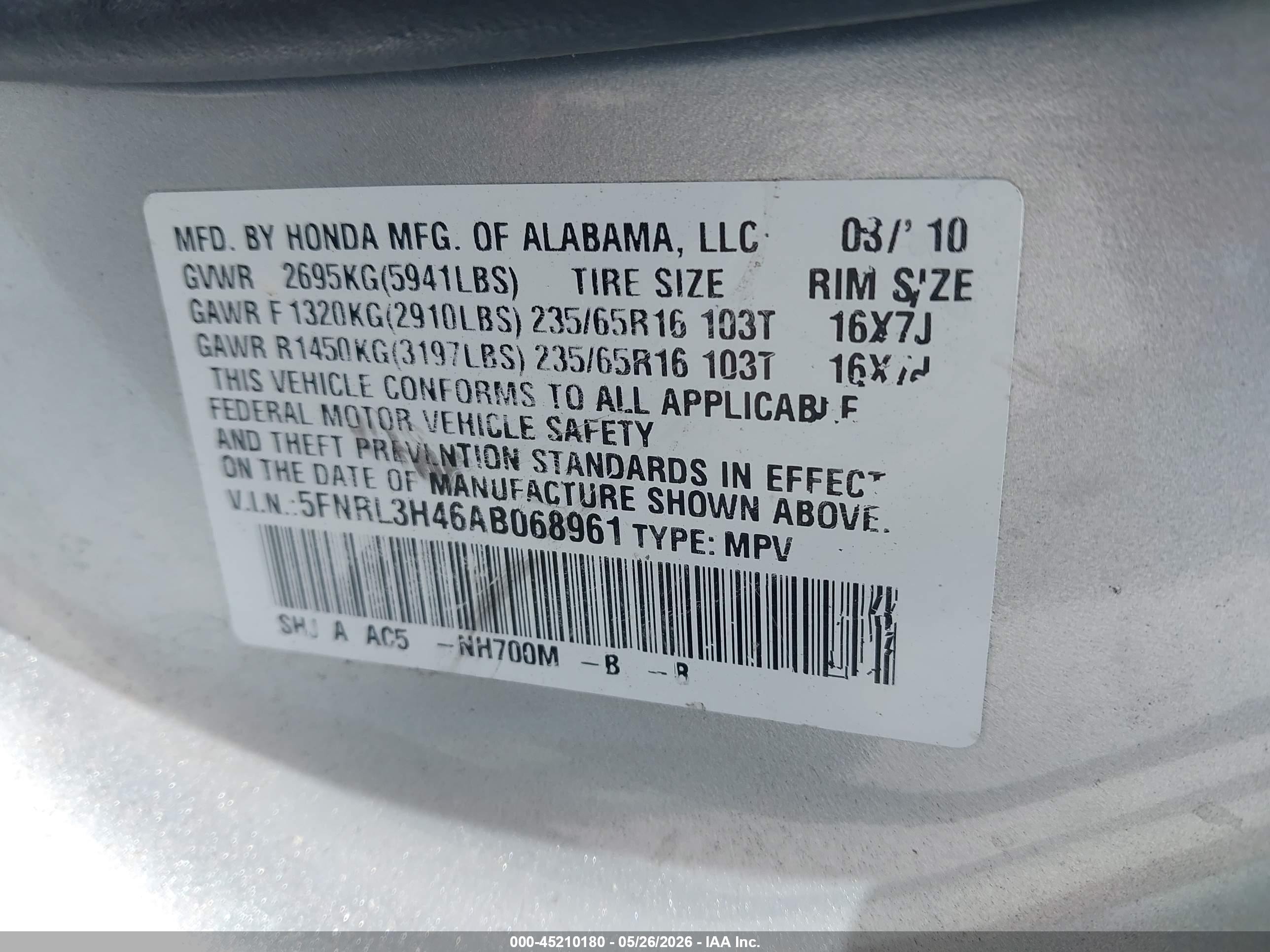 2006 Honda Odyssey Ex-l Silver vin: 5FNRL38666B442963