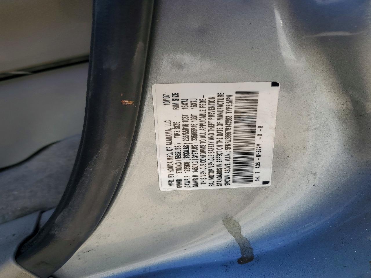 2007 Honda Odyssey Exl Gray vin: 5FNRL38667B142583