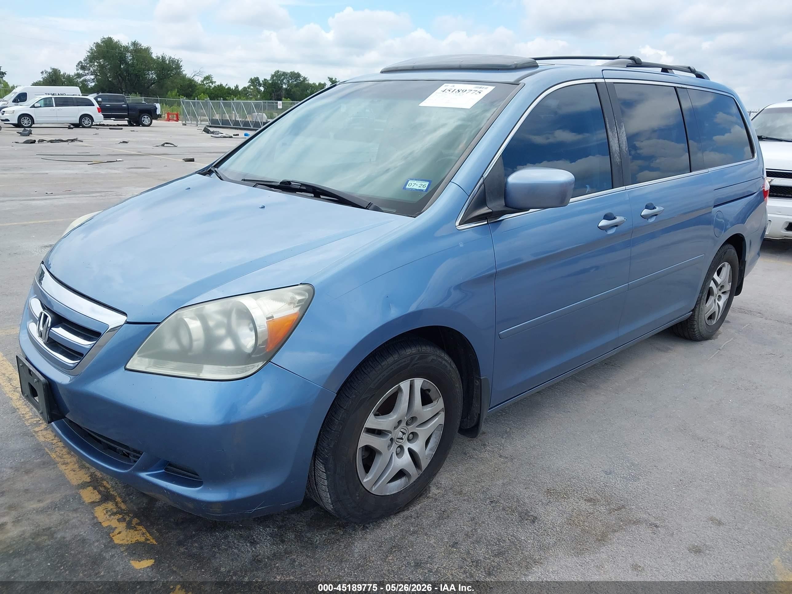 2006 Honda Odyssey Ex-l Blue vin: 5FNRL38676B091612