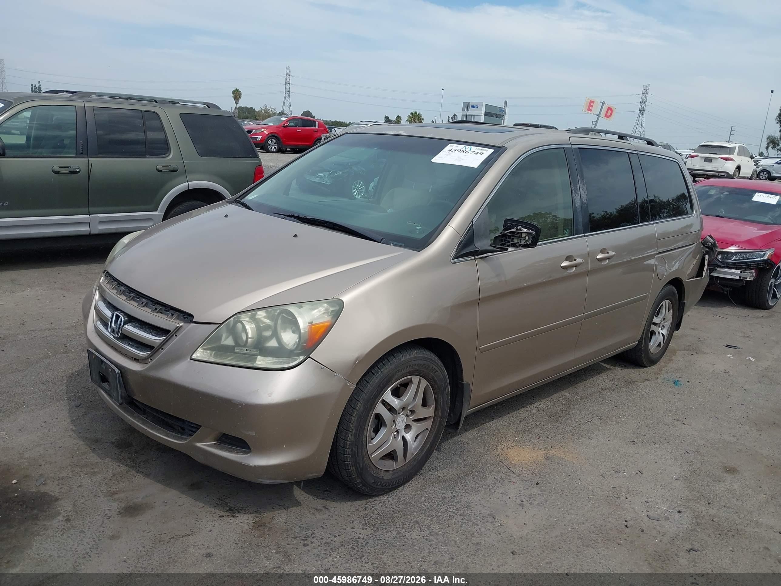 2007 Honda Odyssey Ex-l Gold vin: 5FNRL38677B429365
