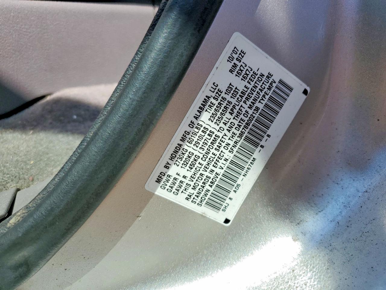 2008 Honda Odyssey Exl Silver vin: 5FNRL38678B002138