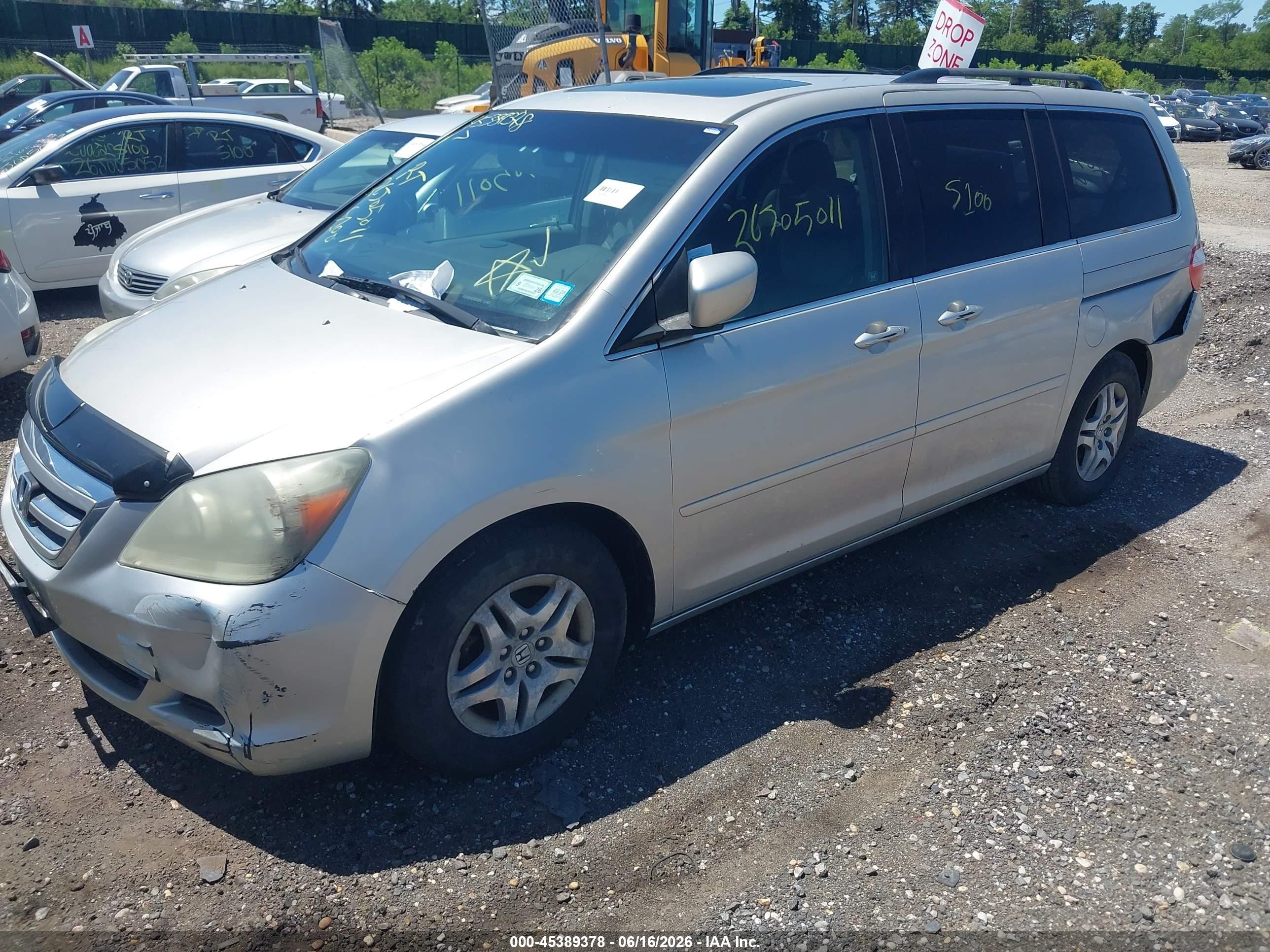 2006 Honda Odyssey Ex-l Gray vin: 5FNRL38686B021312