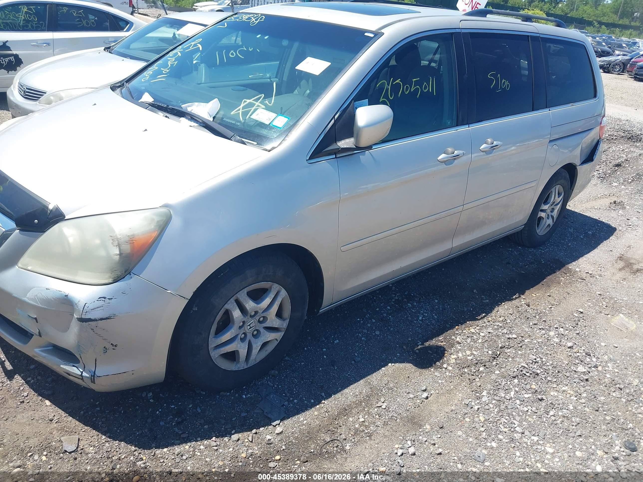 2006 Honda Odyssey Ex-l Gray vin: 5FNRL38686B021312
