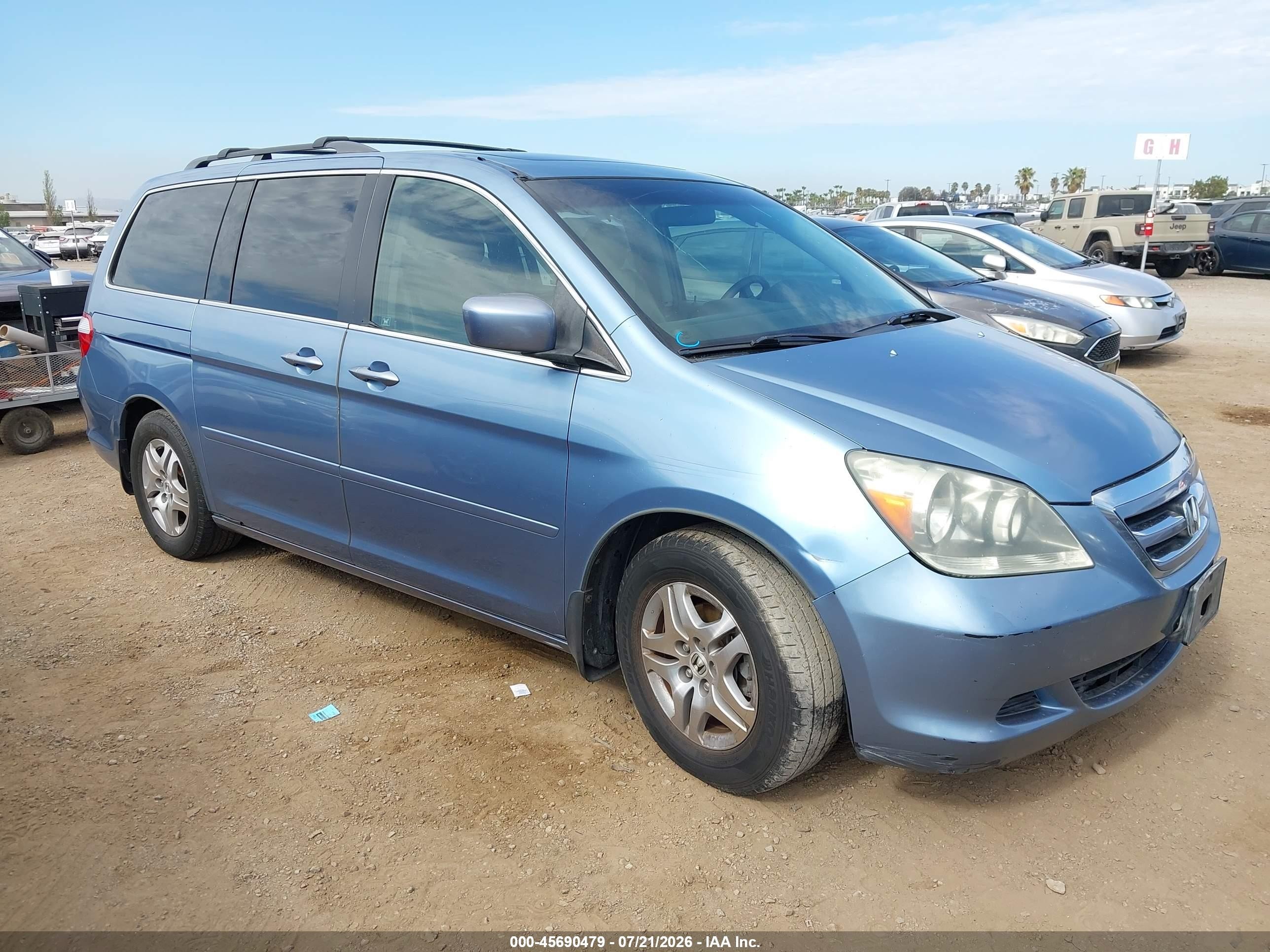 2005 Honda Odyssey Ex-l Blue vin: 5FNRL38695B113642