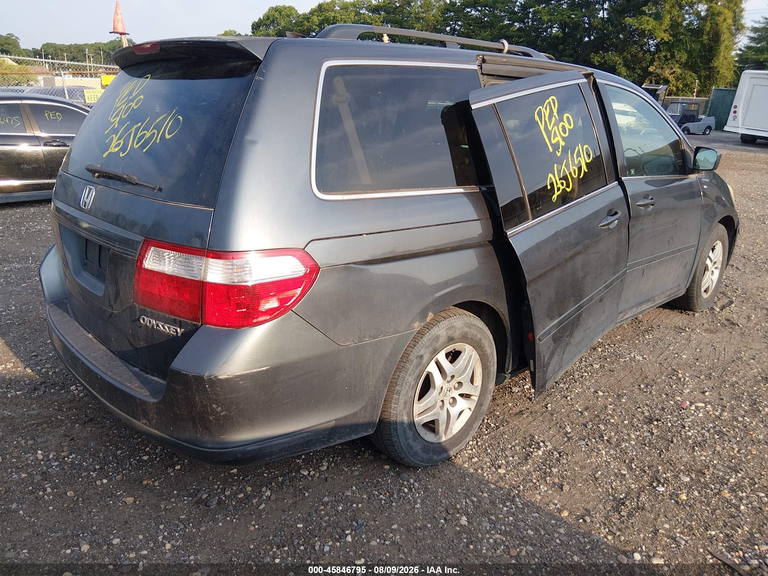 2005 Honda Odyssey Ex-l Gray vin: 5FNRL386X5B020595