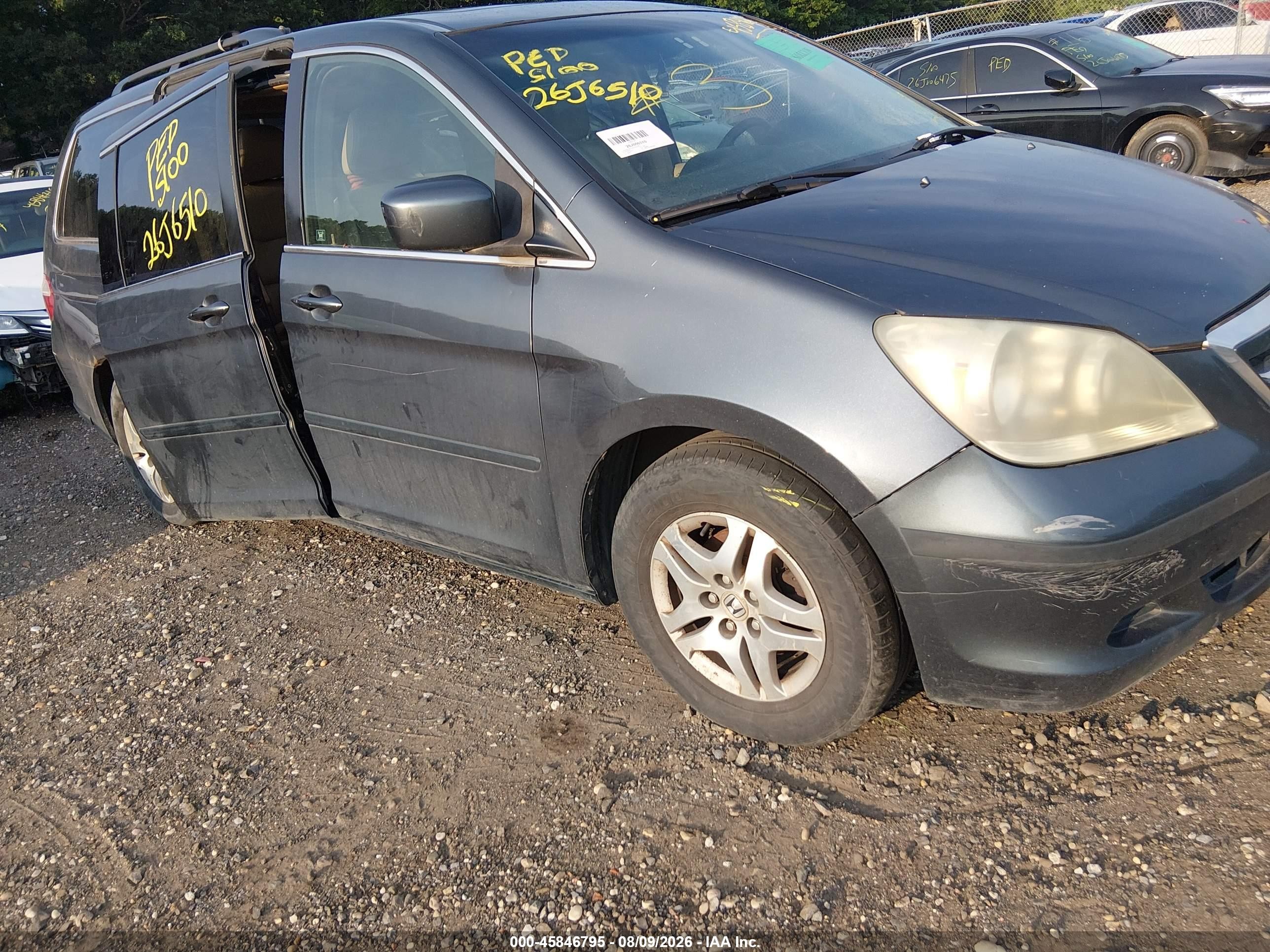 2005 Honda Odyssey Ex-l Gray vin: 5FNRL386X5B020595