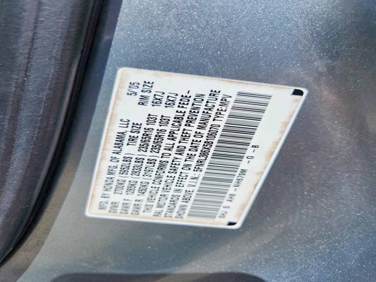 2005 Honda Odyssey Exl Серебряный vin: 5FNRL386X5B106070