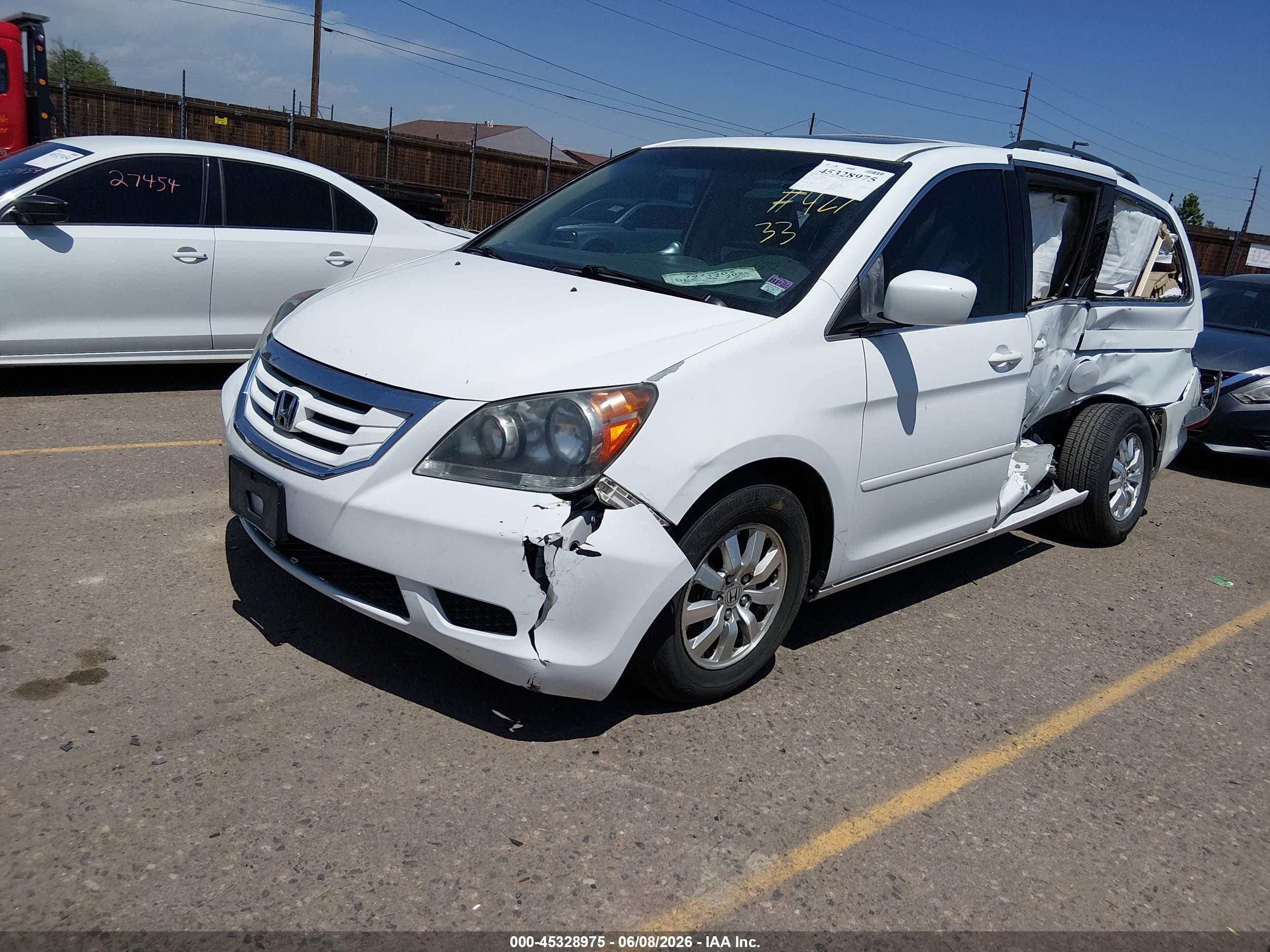 2009 Honda Odyssey Ex-l White vin: 5FNRL386X9B021154