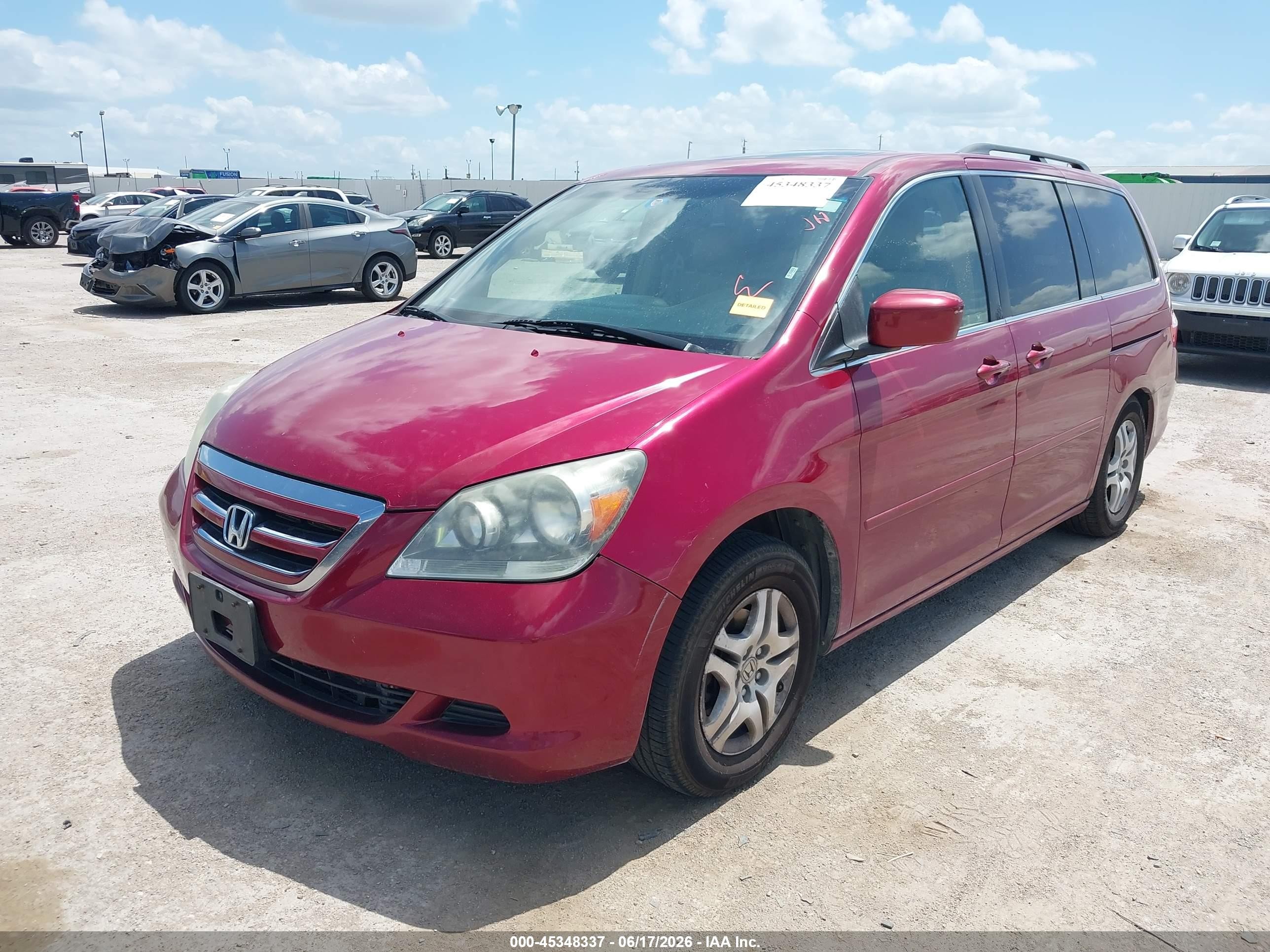 2005 Honda Odyssey Ex-l Red vin: 5FNRL38705B051704