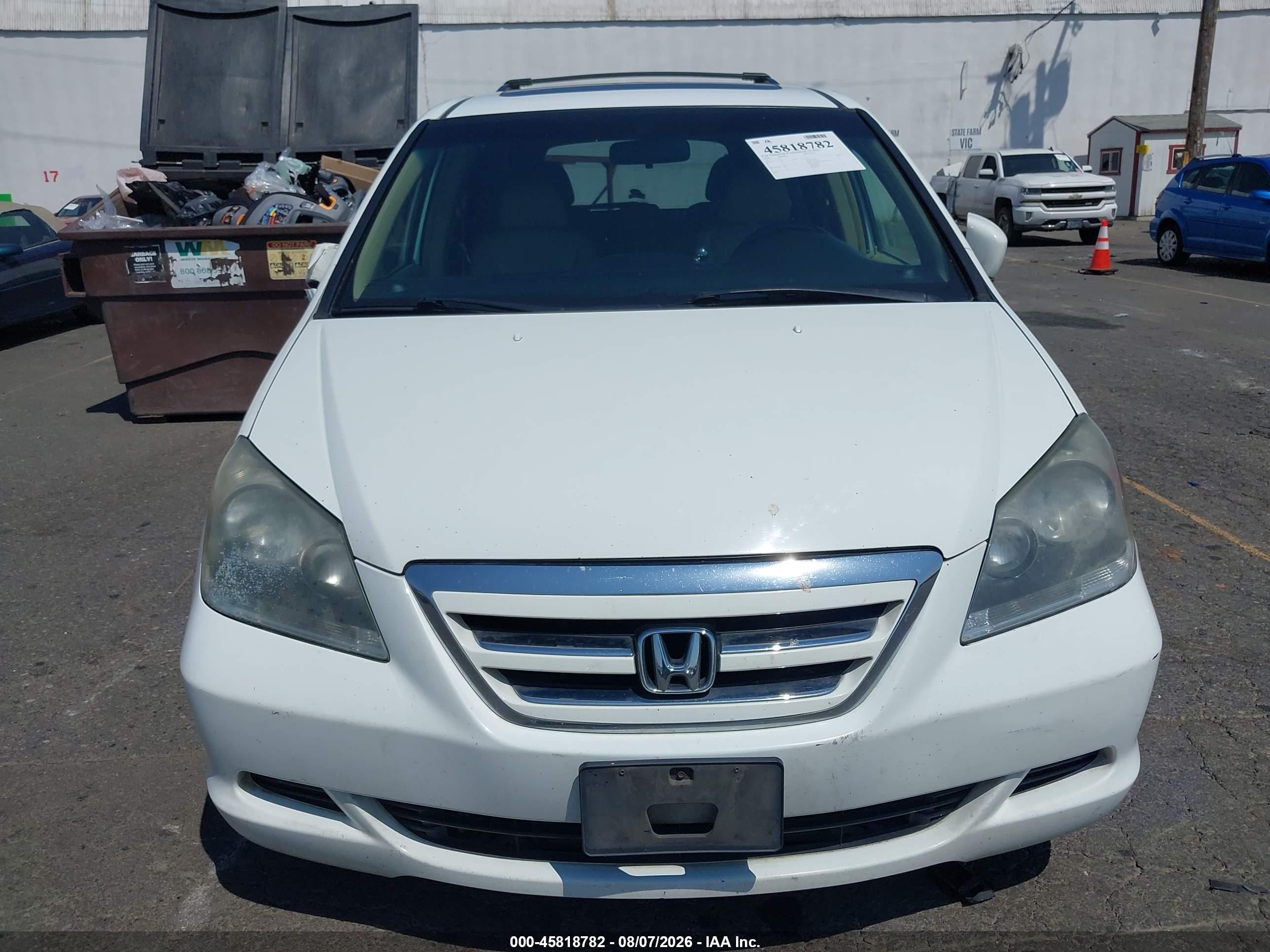 2006 Honda Odyssey Ex-l White vin: 5FNRL38706B004819