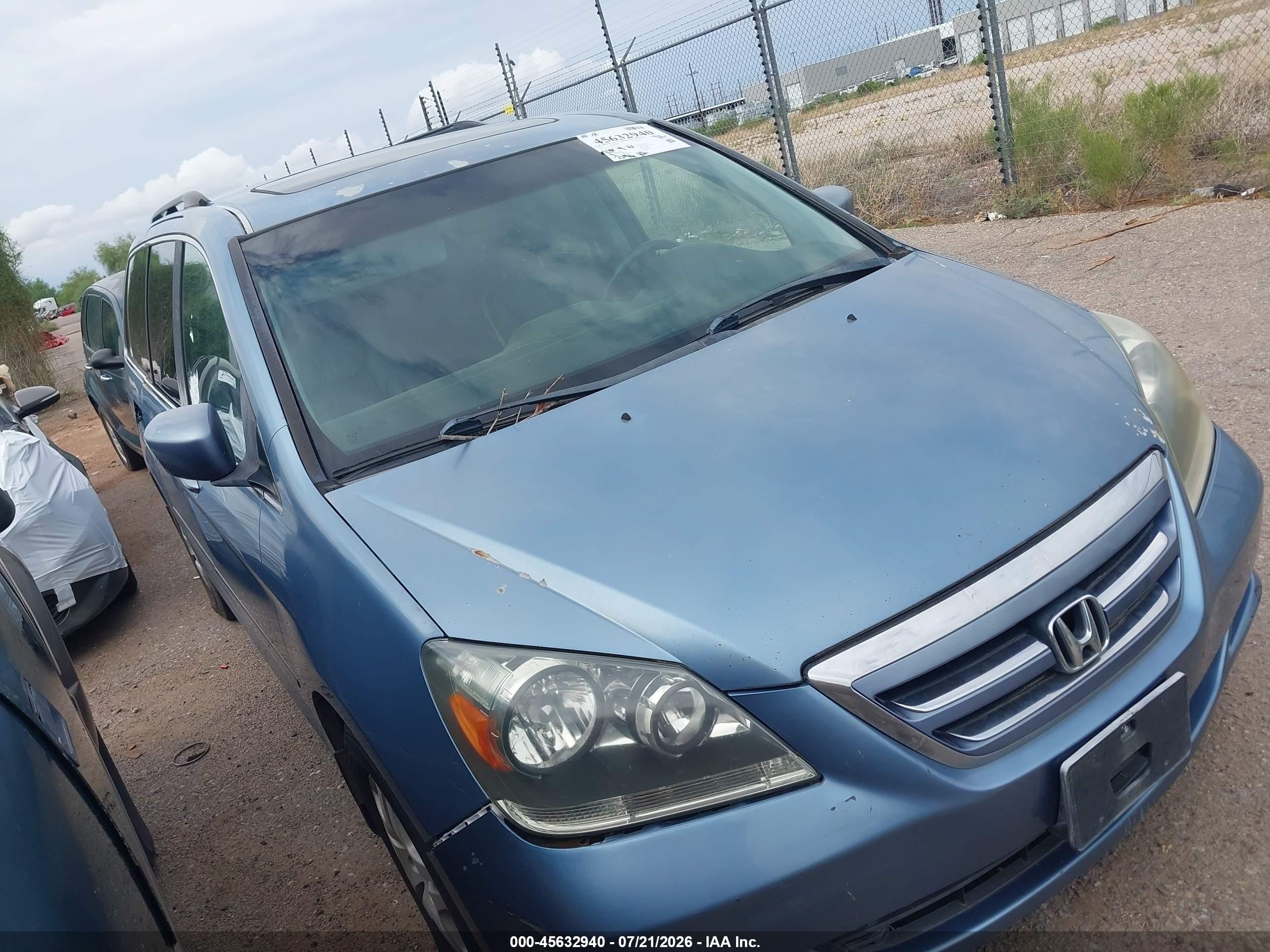 2007 Honda Odyssey Ex-l Blue vin: 5FNRL38707B127201