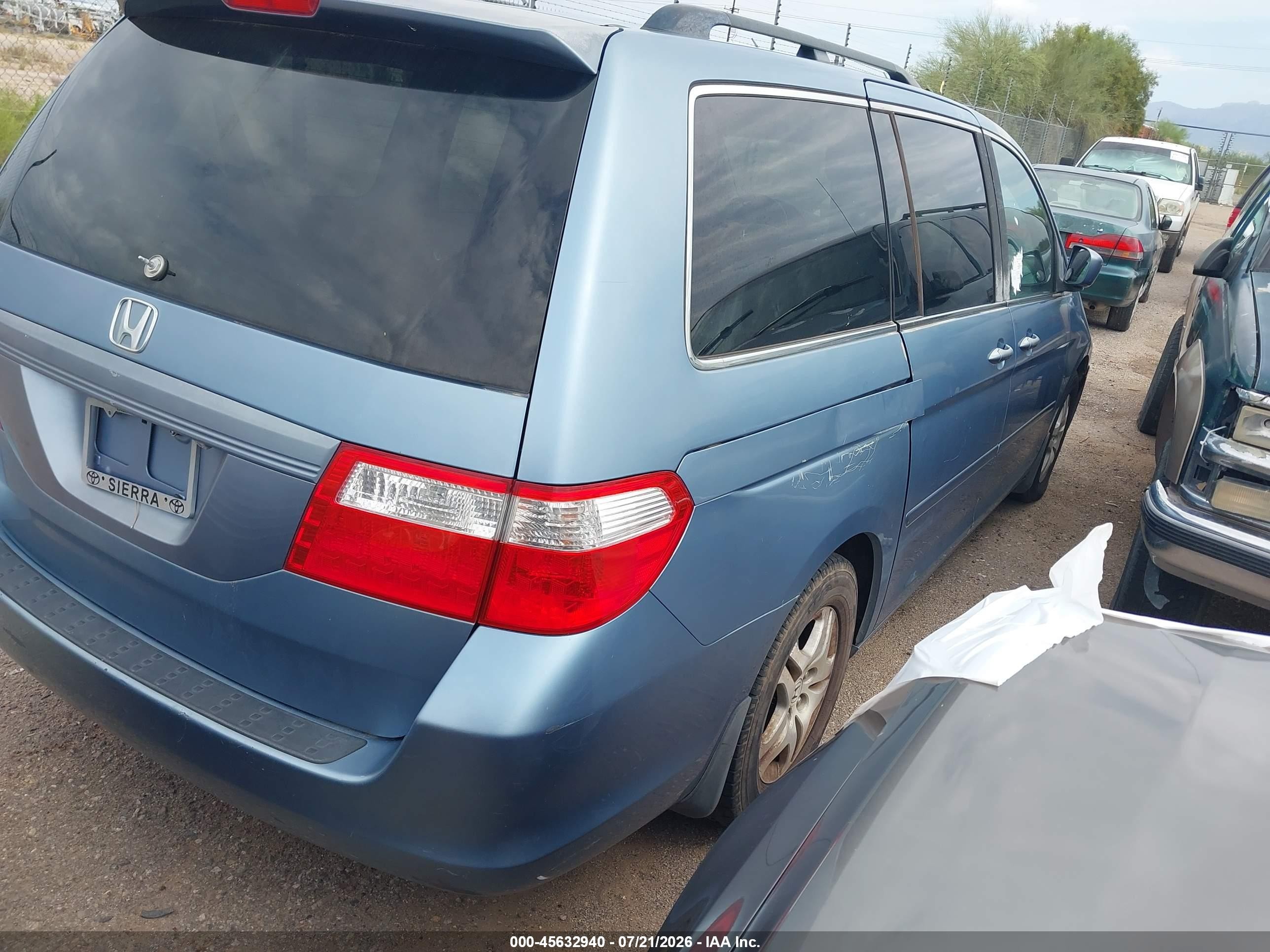 2007 Honda Odyssey Ex-l Blue vin: 5FNRL38707B127201