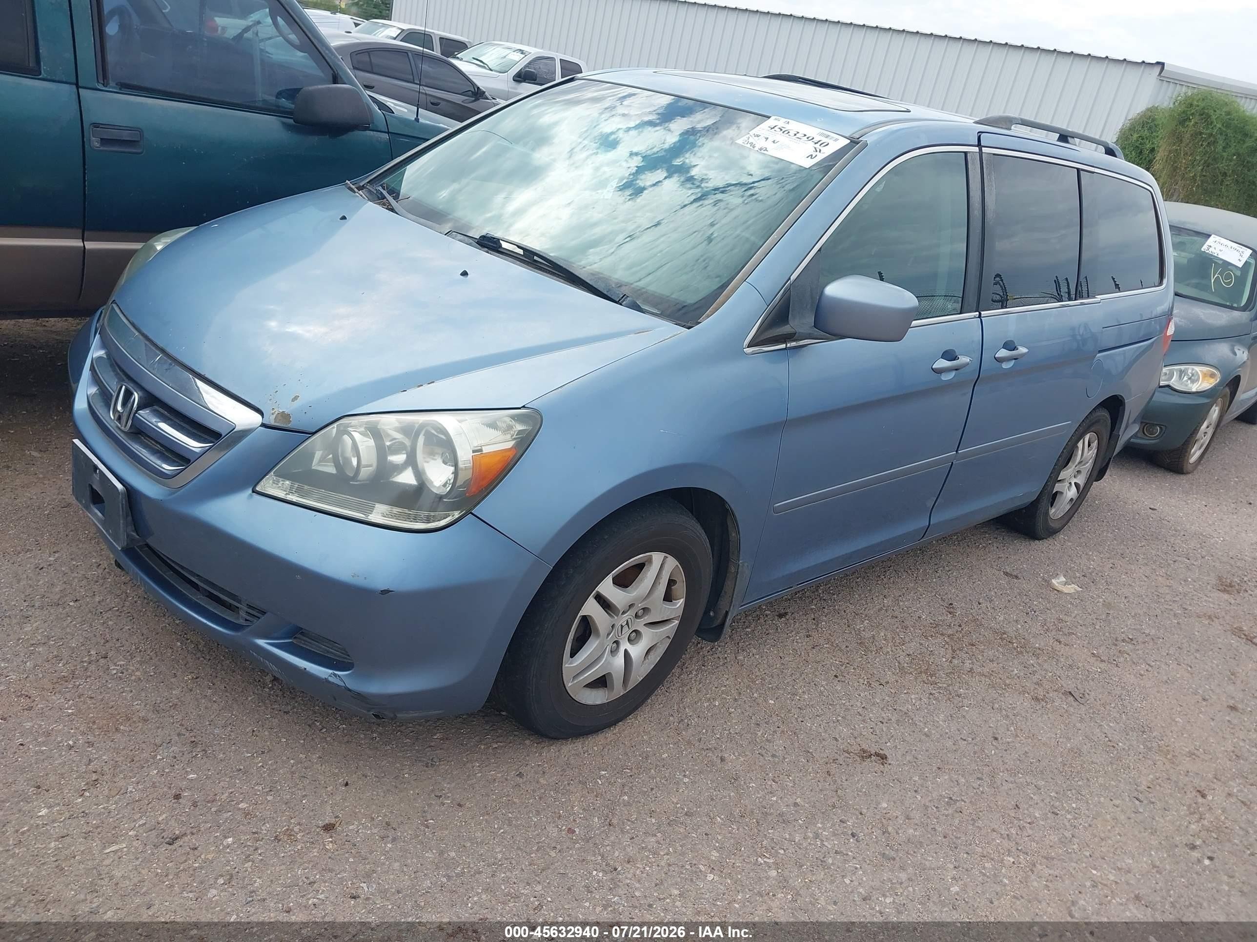 2007 Honda Odyssey Ex-l Blue vin: 5FNRL38707B127201