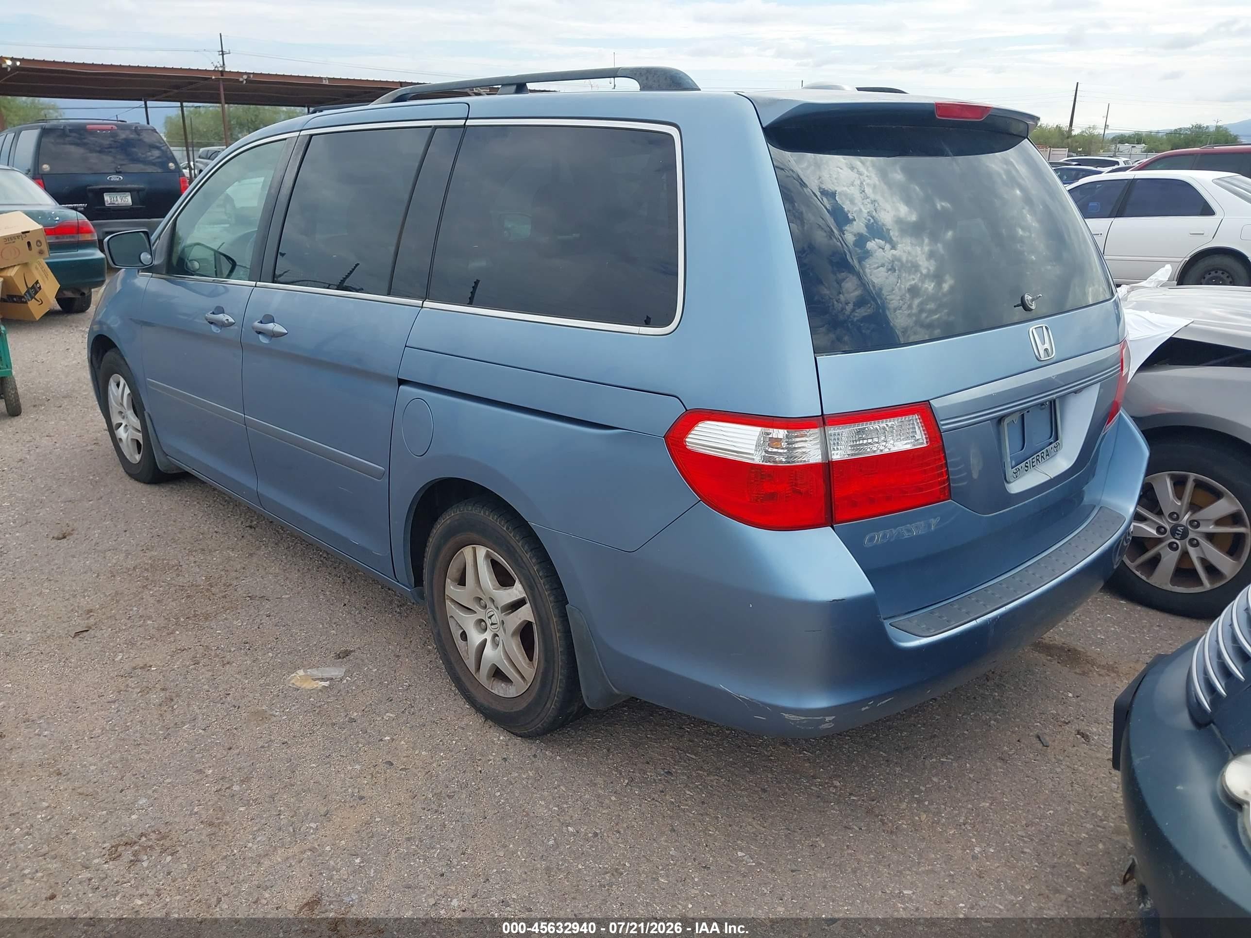 2007 Honda Odyssey Ex-l Blue vin: 5FNRL38707B127201