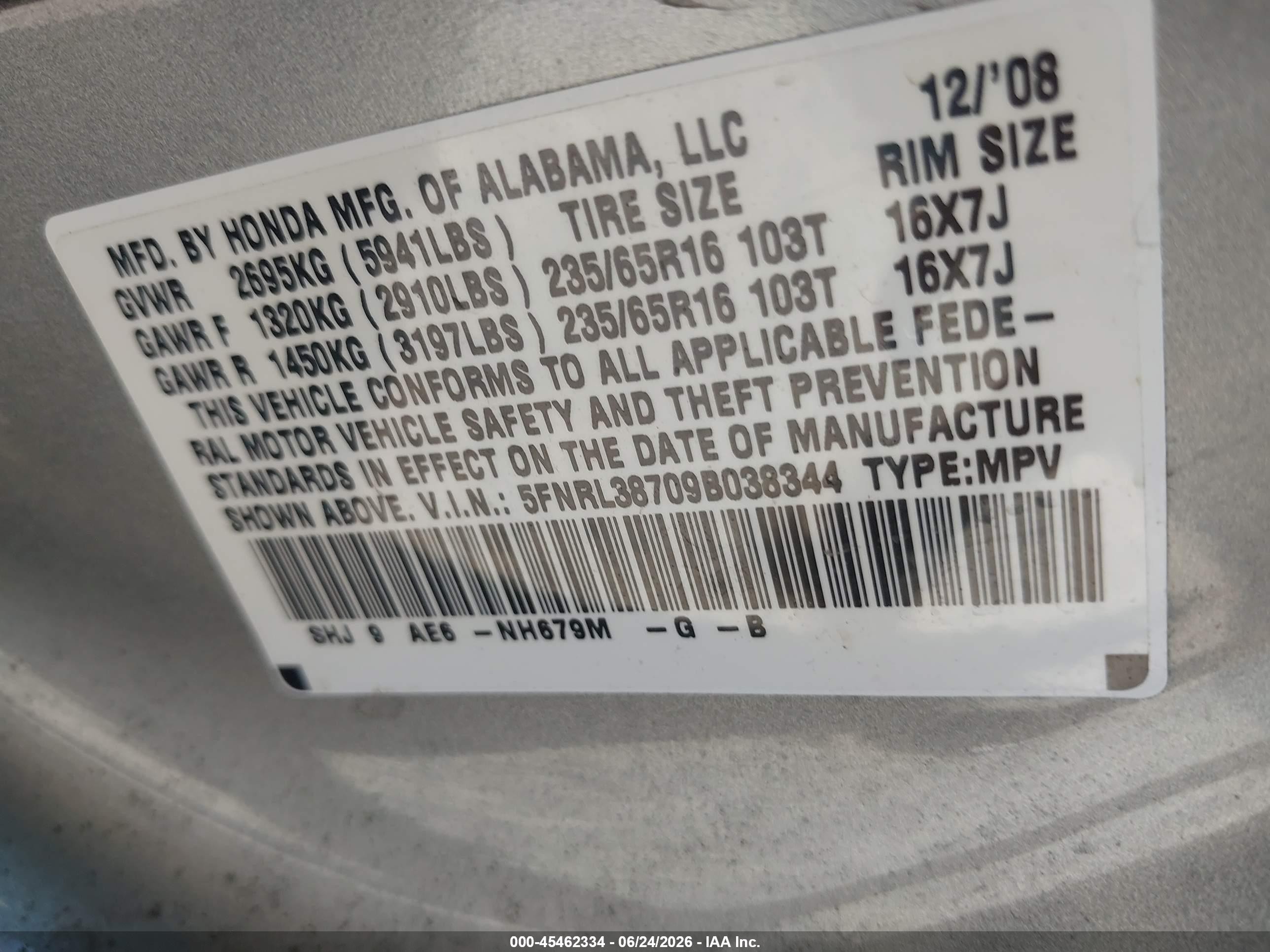 2009 Honda Odyssey Ex-l Silver vin: 5FNRL38709B038344
