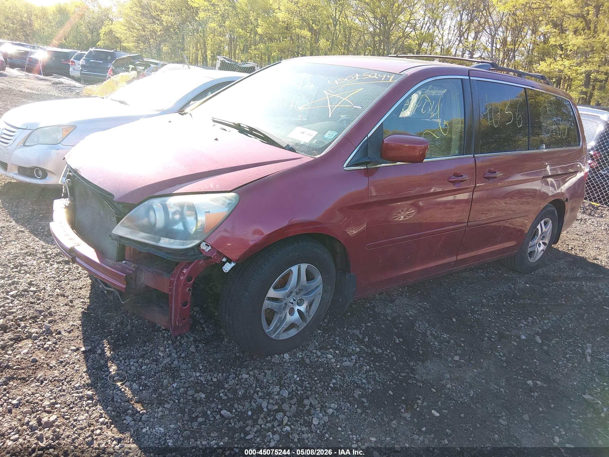 2005 Honda Odyssey Ex-l Red vin: 5FNRL38725B080220