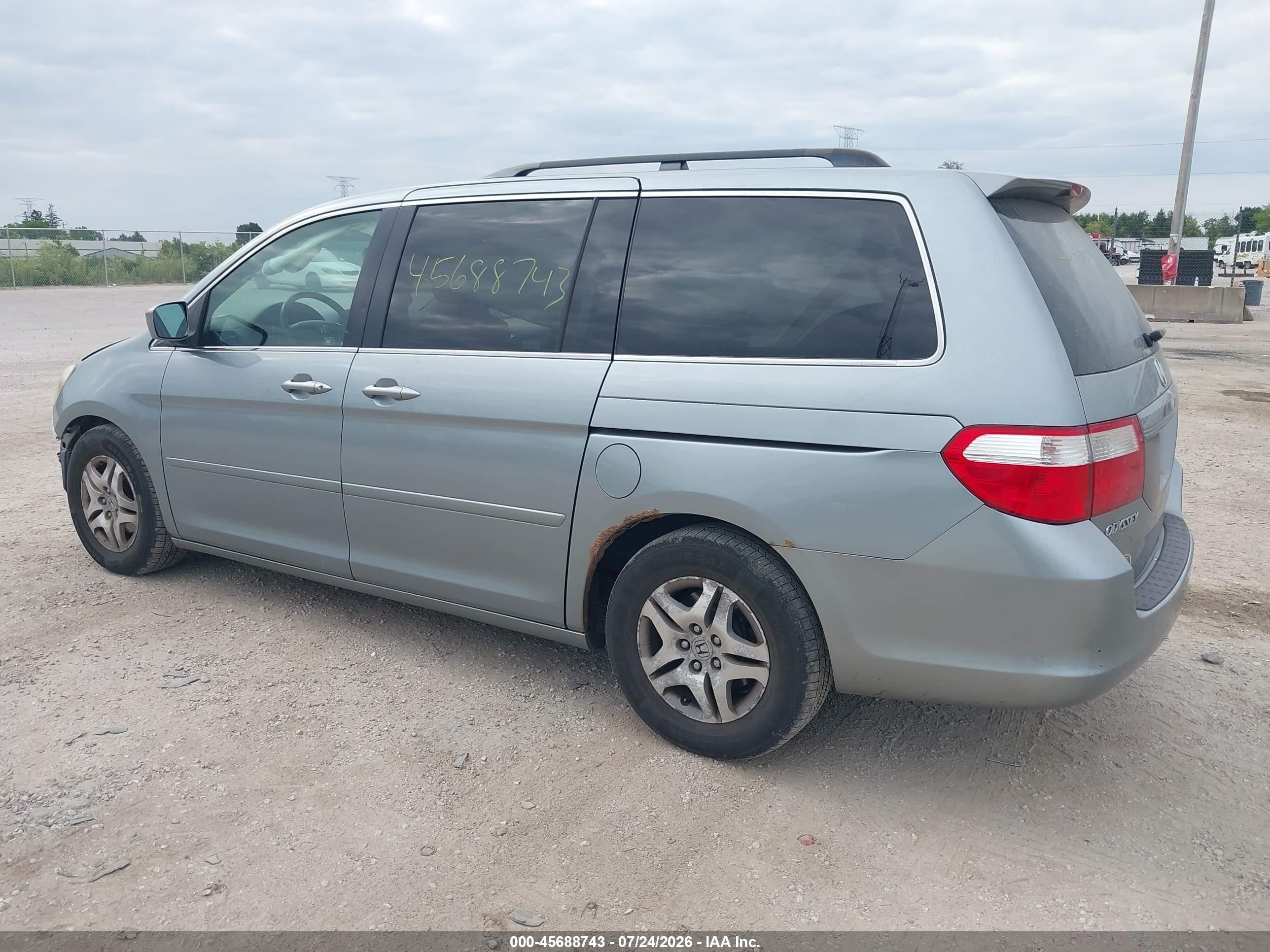 2007 Honda Odyssey Ex-l Light Blue vin: 5FNRL38727B044790