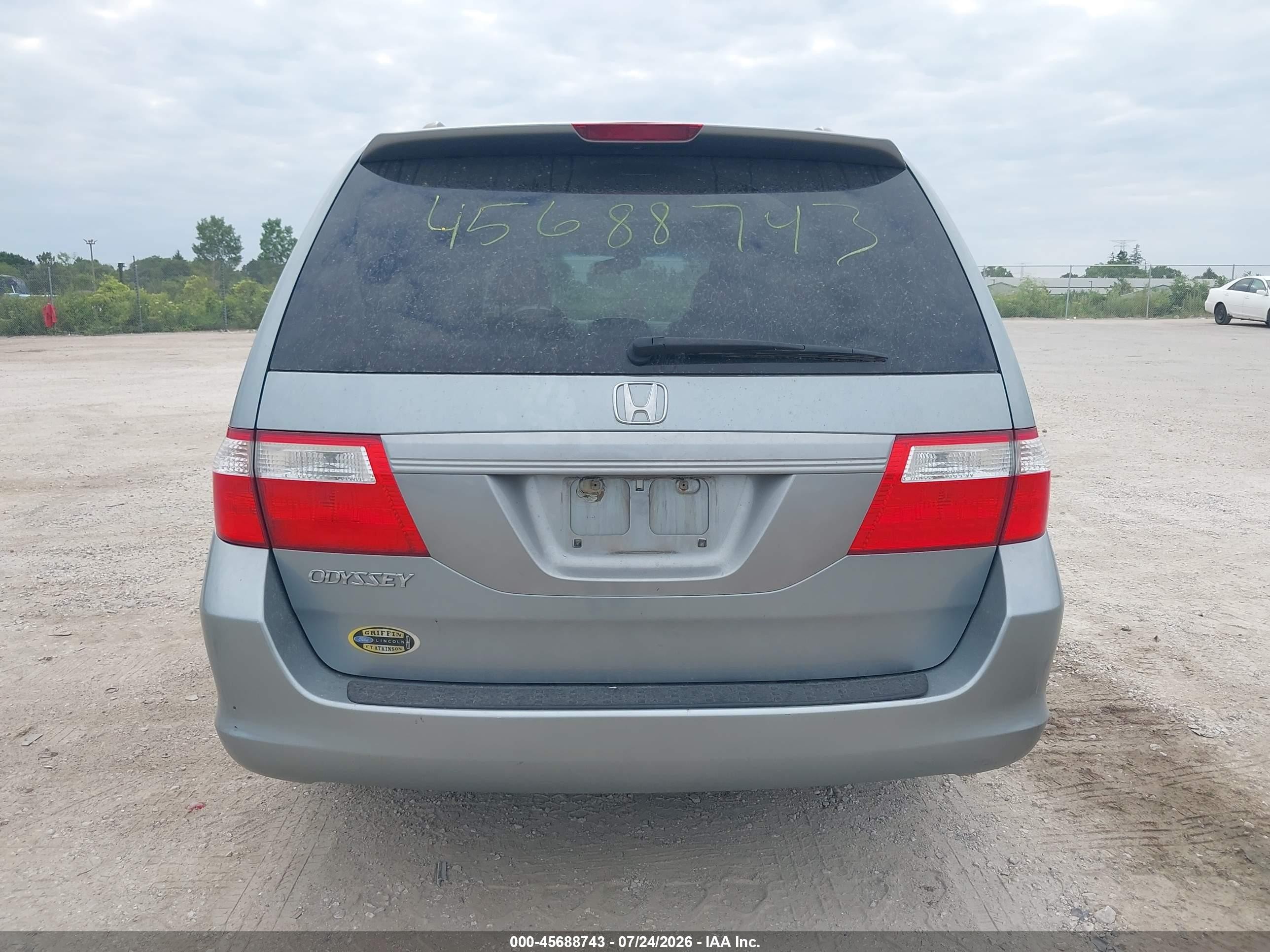 2007 Honda Odyssey Ex-l Light Blue vin: 5FNRL38727B044790