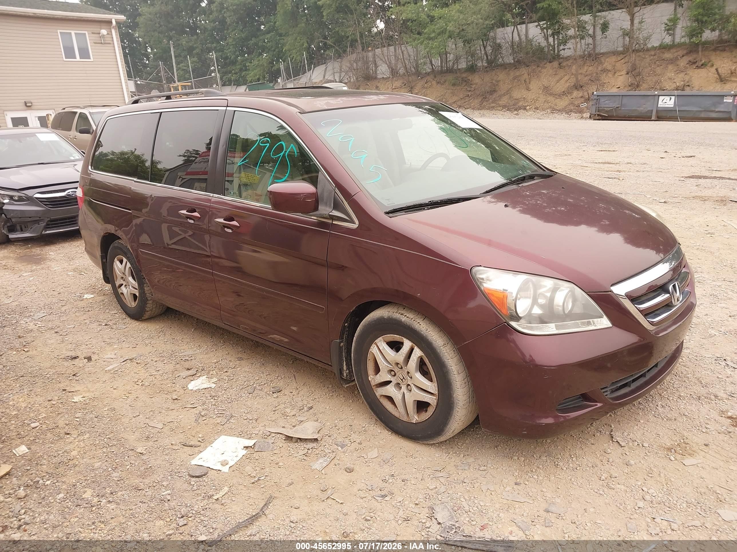 2007 Honda Odyssey Ex-l Red vin: 5FNRL38727B461438