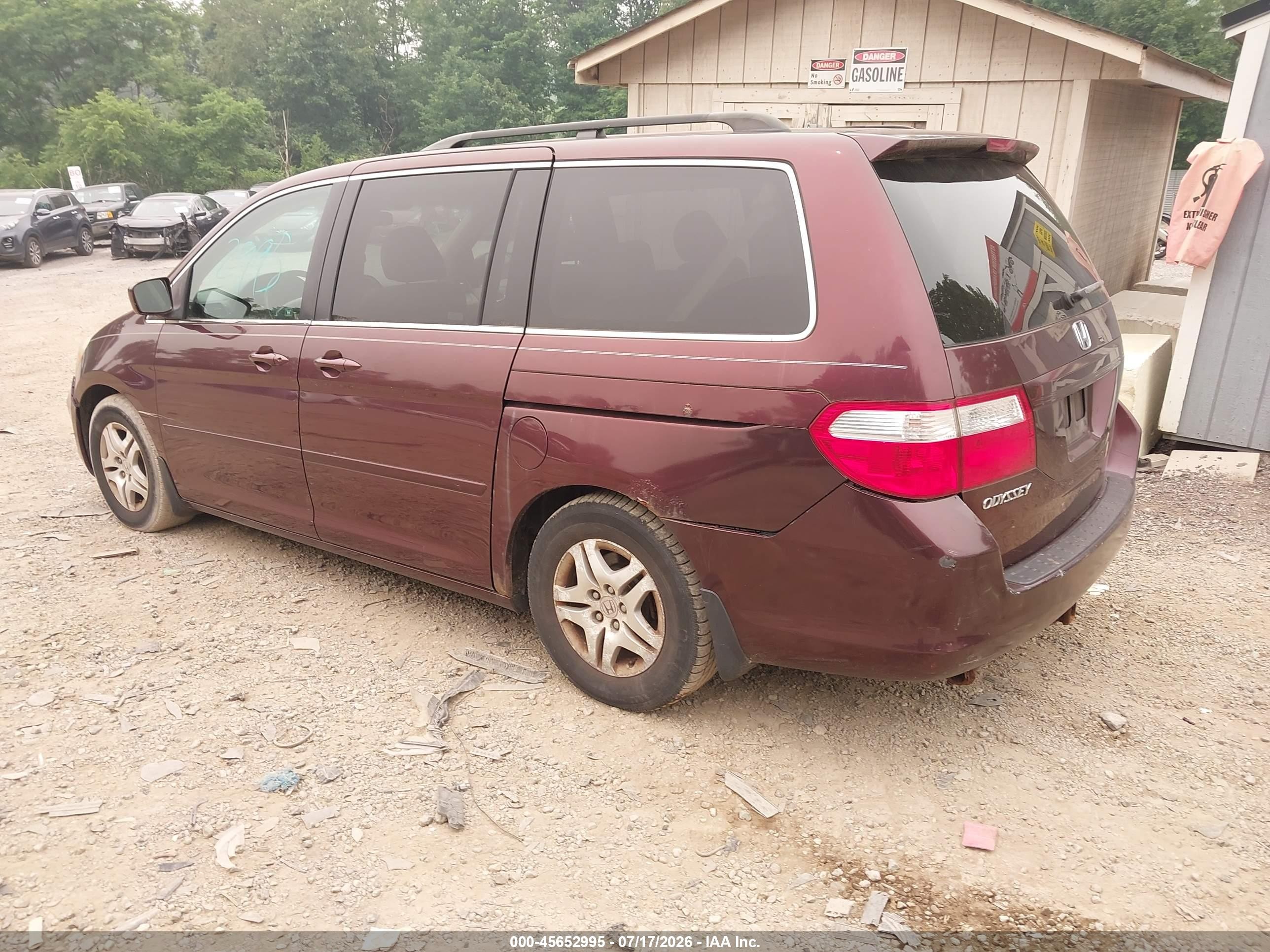 2007 Honda Odyssey Ex-l Red vin: 5FNRL38727B461438