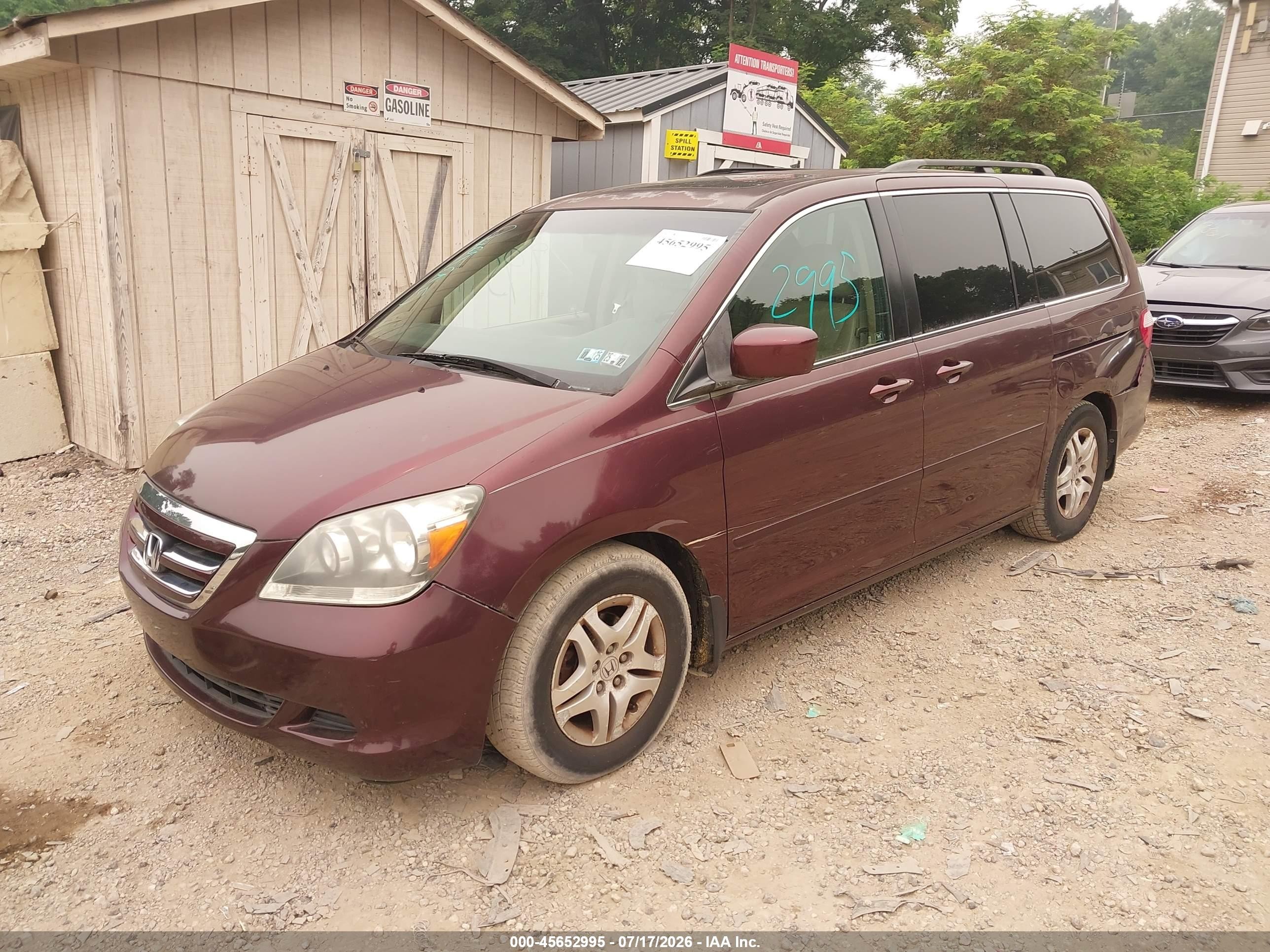 2007 Honda Odyssey Ex-l Red vin: 5FNRL38727B461438