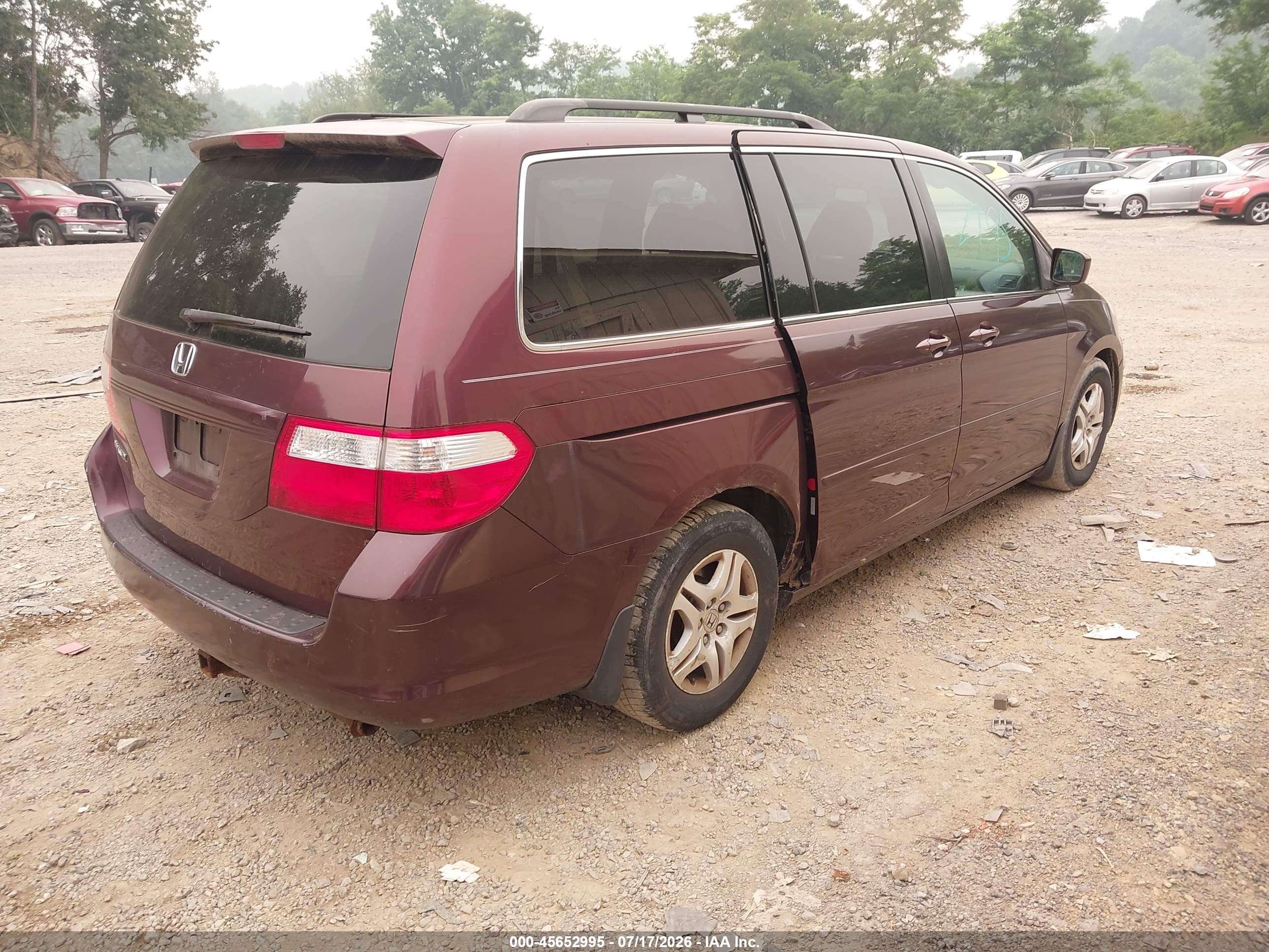 2007 Honda Odyssey Ex-l Red vin: 5FNRL38727B461438