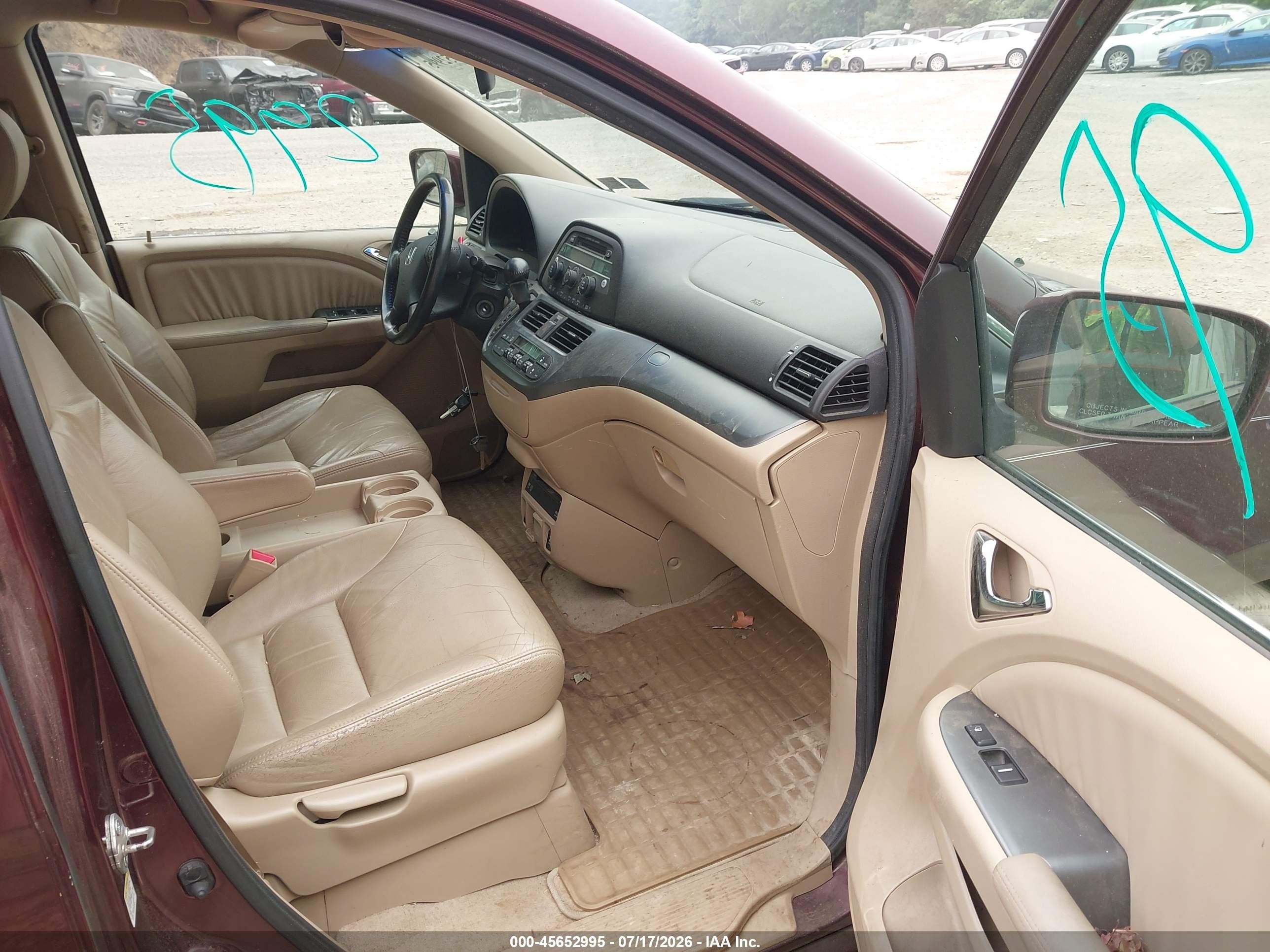 2007 Honda Odyssey Ex-l Red vin: 5FNRL38727B461438