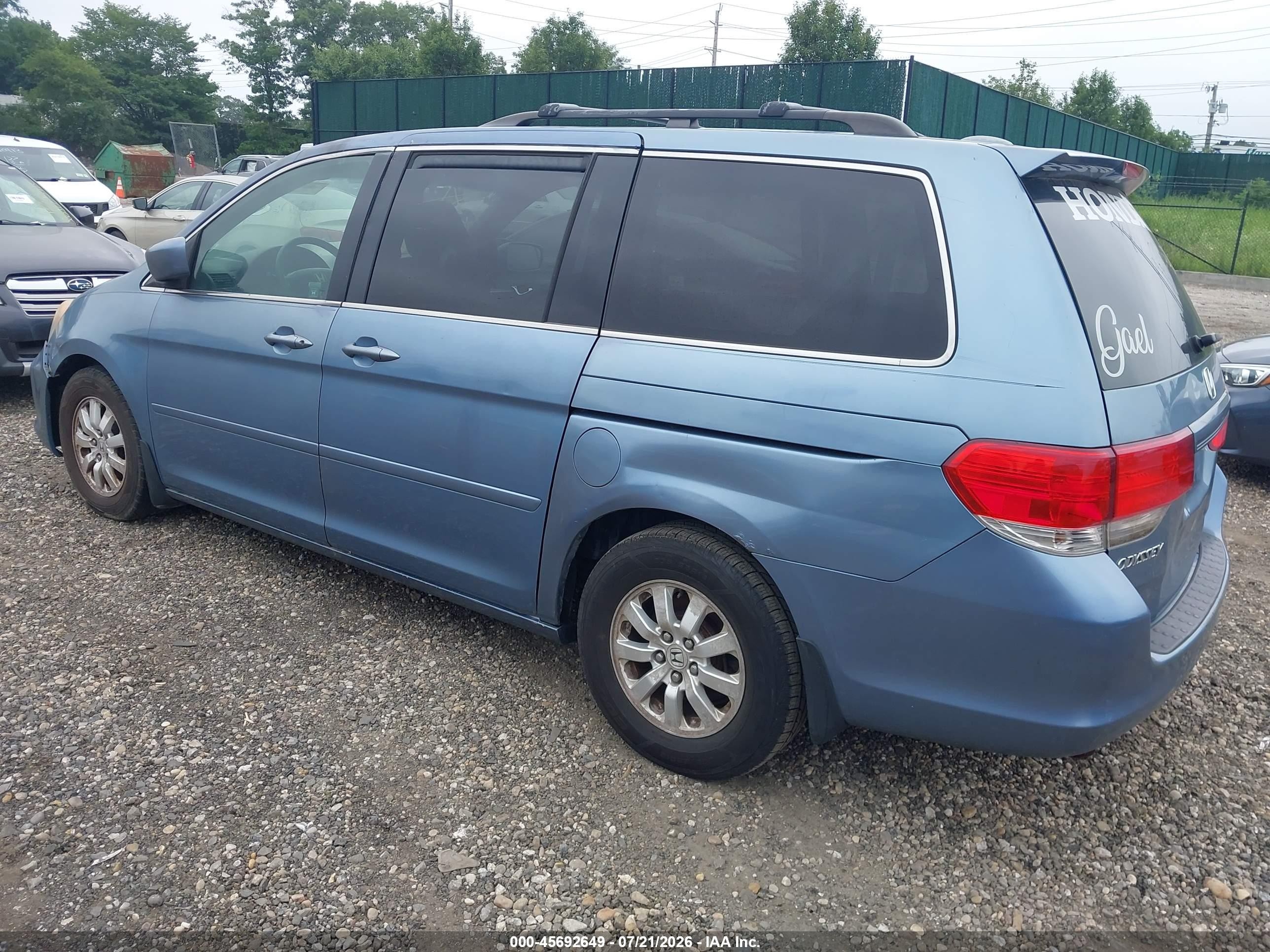 2008 Honda Odyssey Ex-l Blue vin: 5FNRL38728B001701