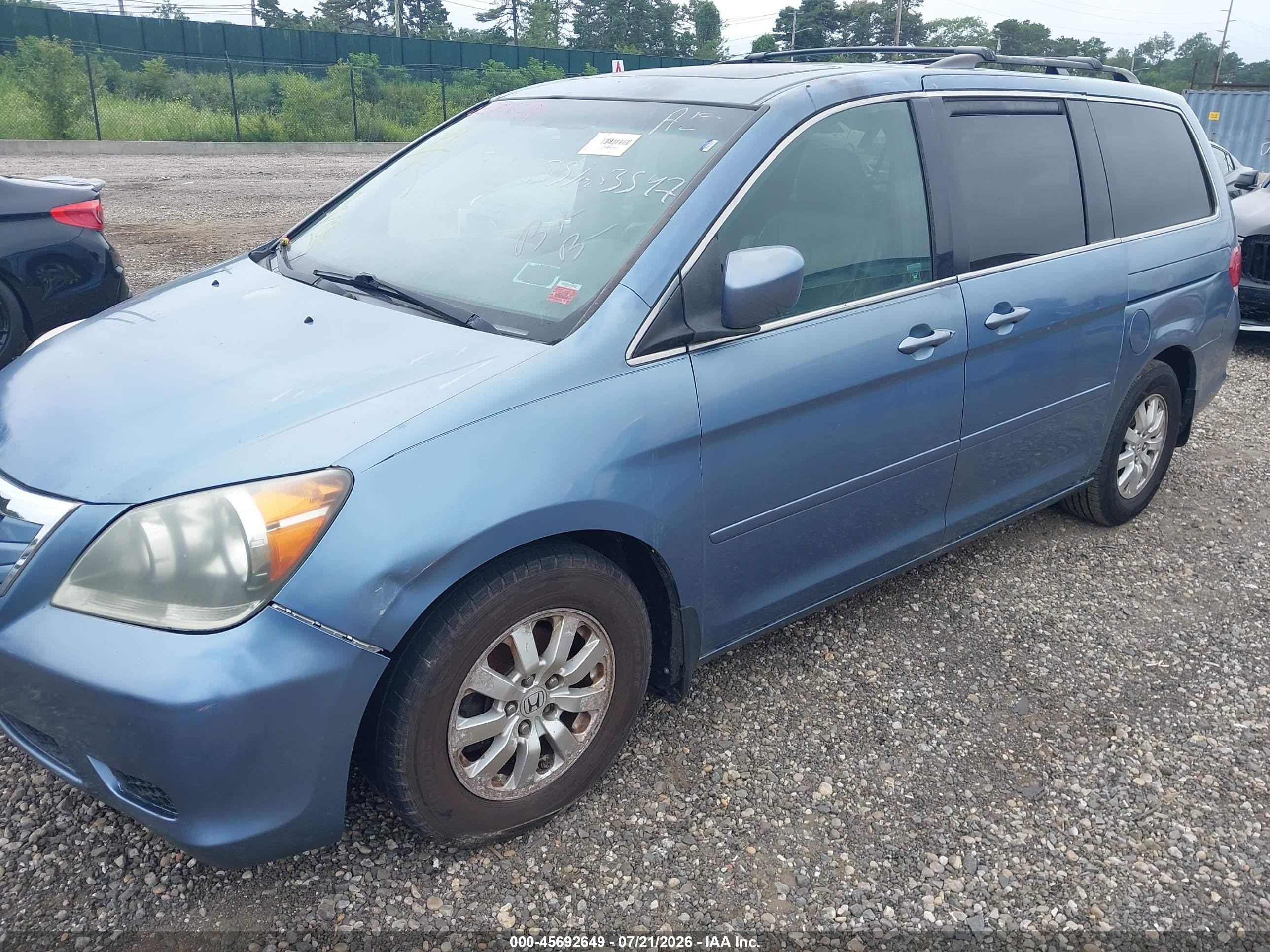 2008 Honda Odyssey Ex-l Blue vin: 5FNRL38728B001701