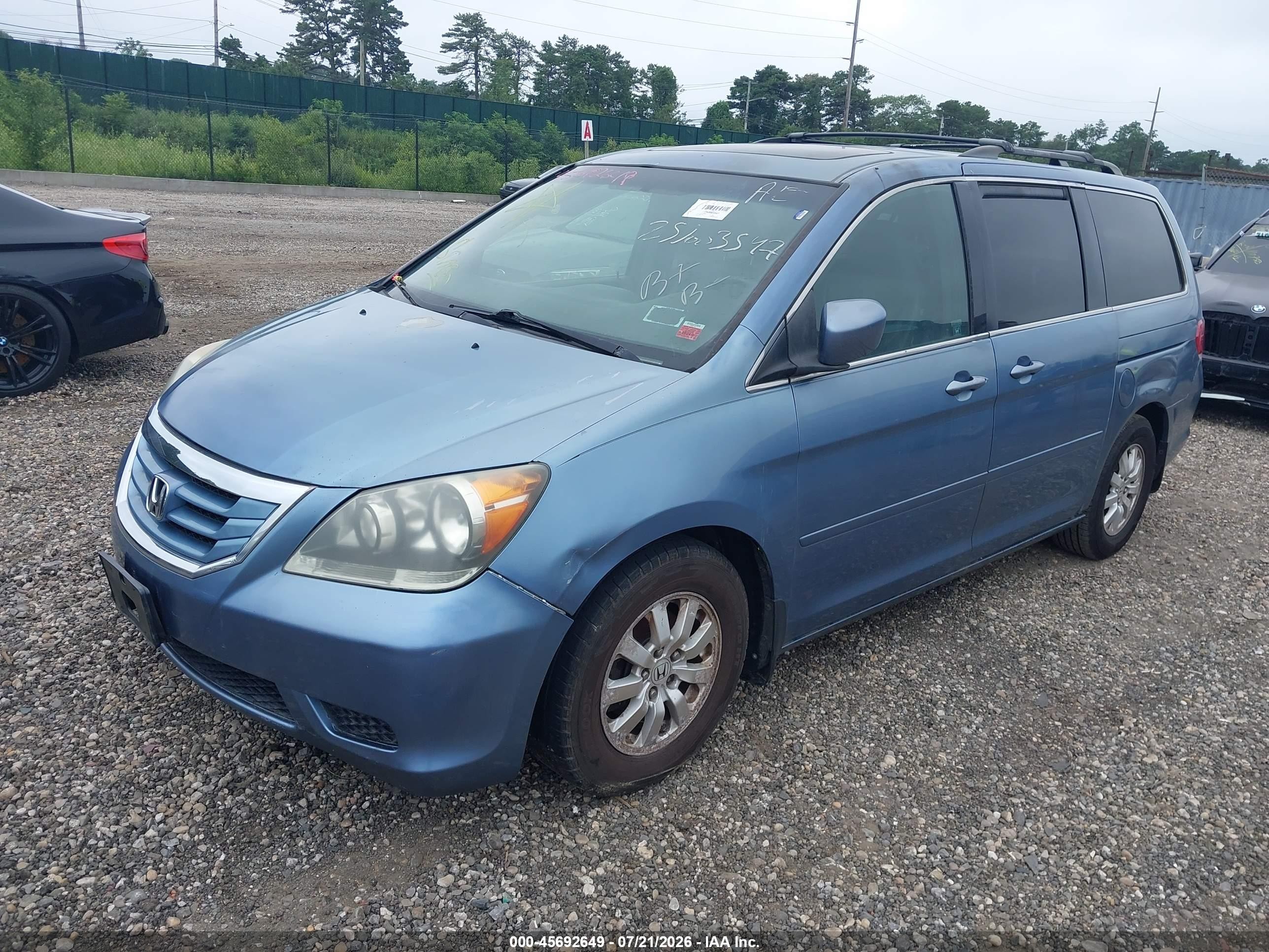 2008 Honda Odyssey Ex-l Blue vin: 5FNRL38728B001701