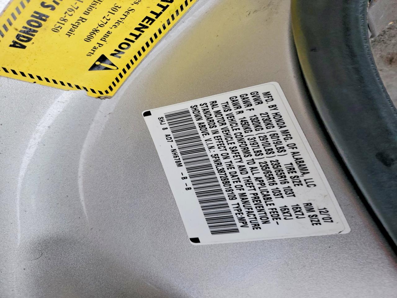 2008 Honda Odyssey Exl Gray vin: 5FNRL38728B018109