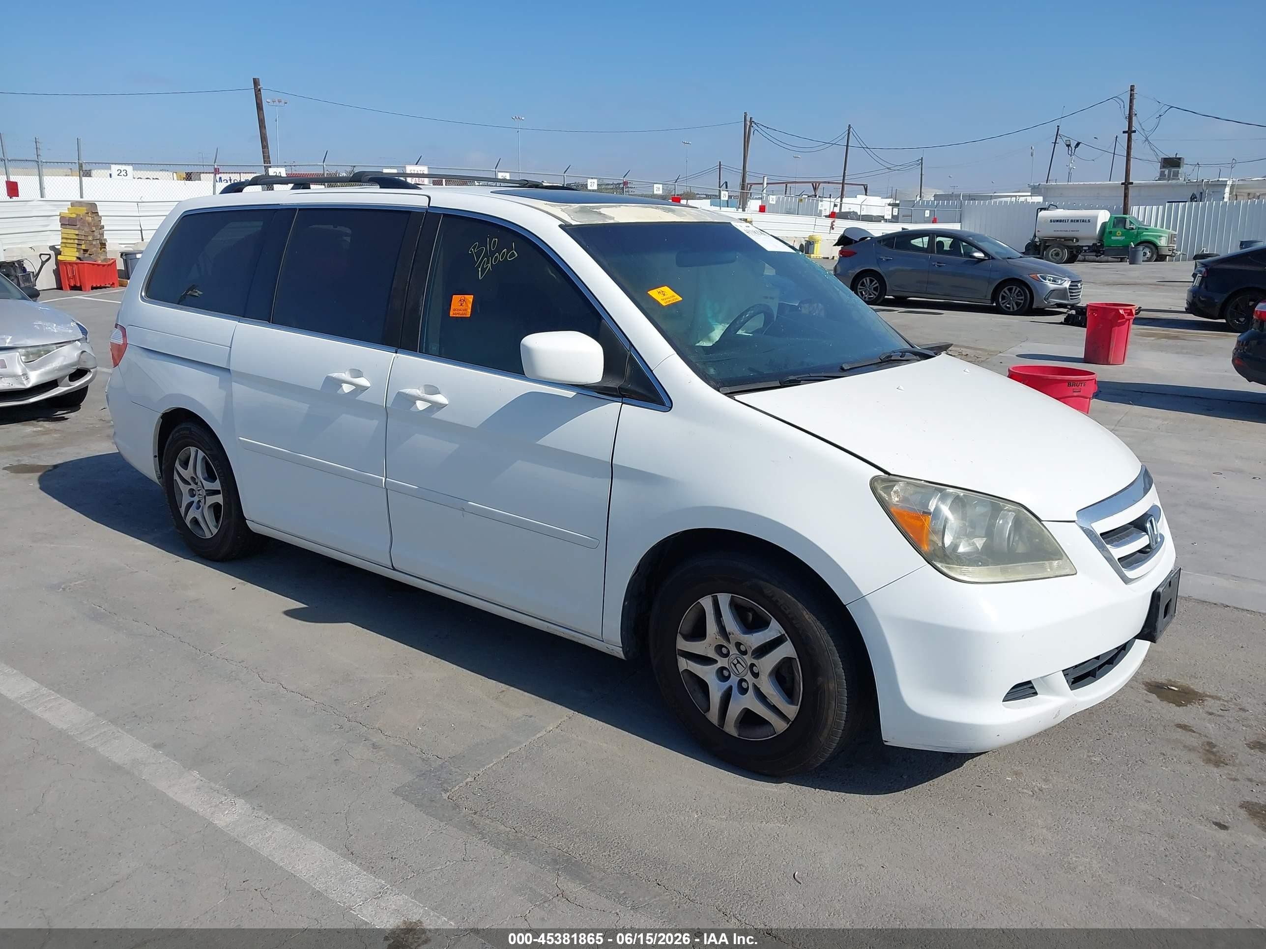 2006 Honda Odyssey Ex-l White vin: 5FNRL38746B444378